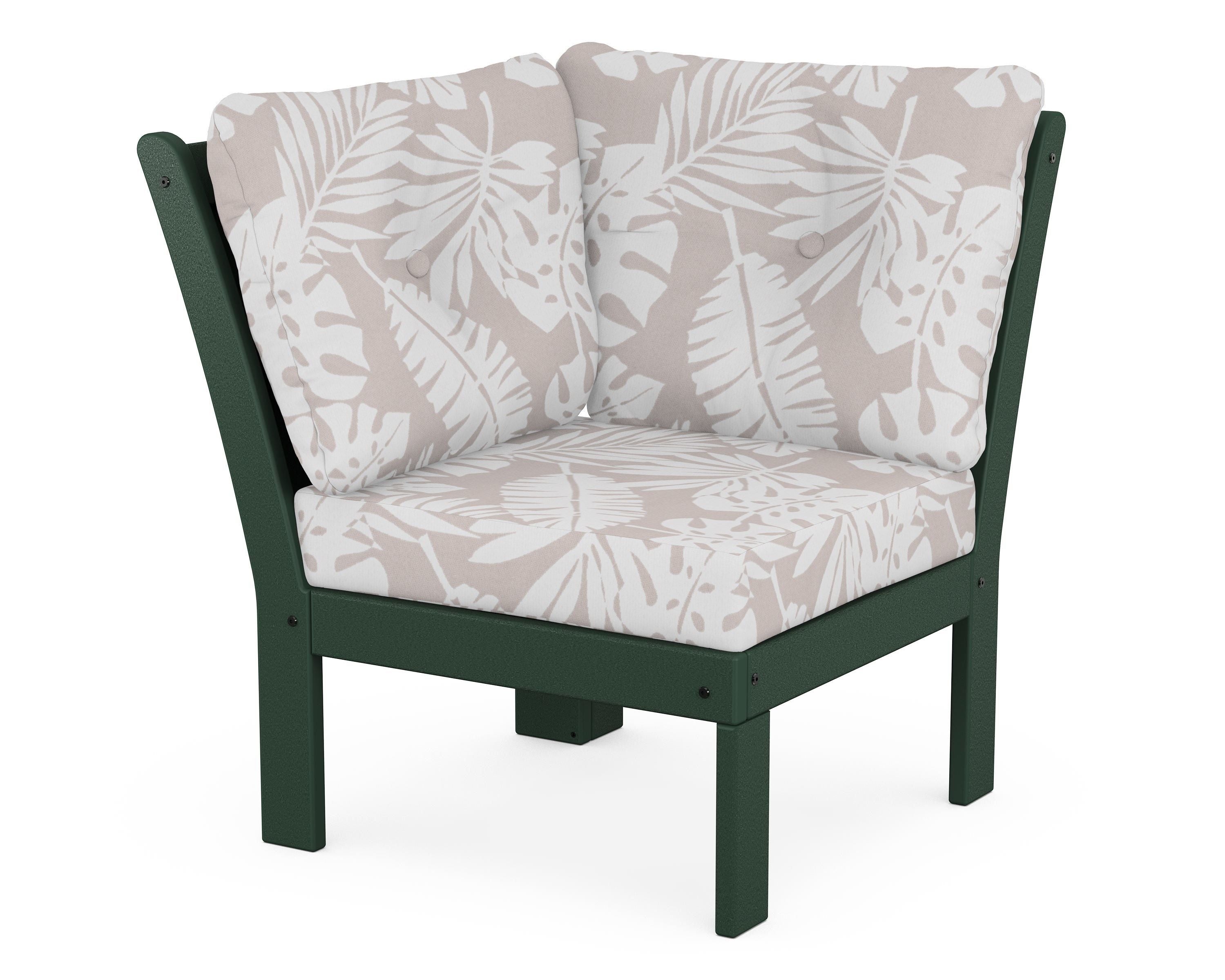 POLYWOOD® Vineyard Modular Corner Chair in Green / Leaf Dune Burlap