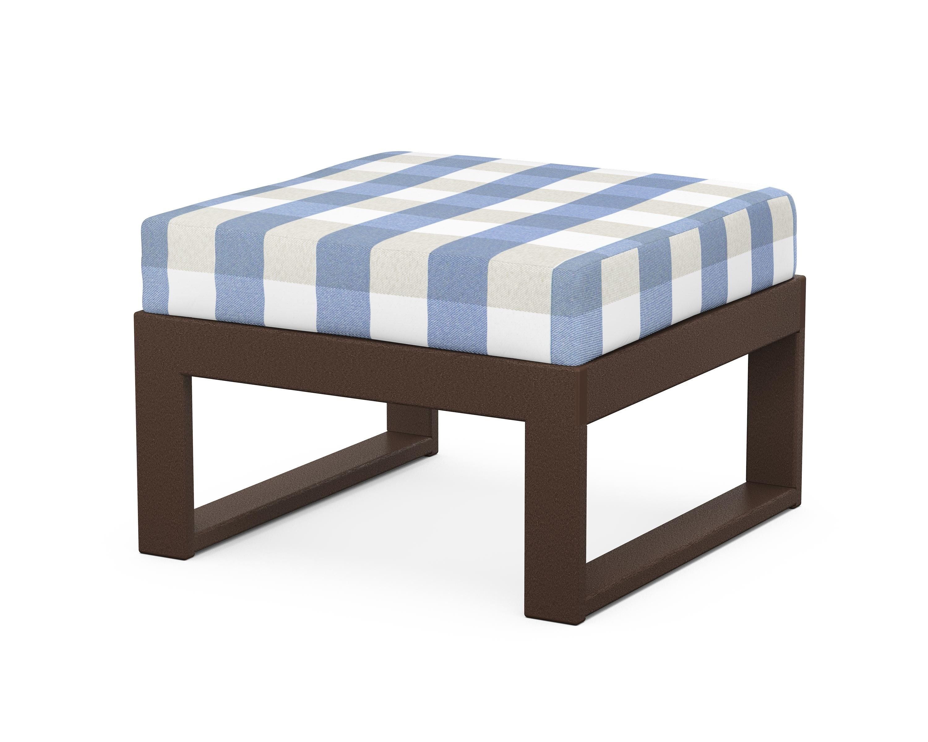 Unbranded Modular Ottoman - Modern in Mahogany / Buffalo Plaid Sky Blue