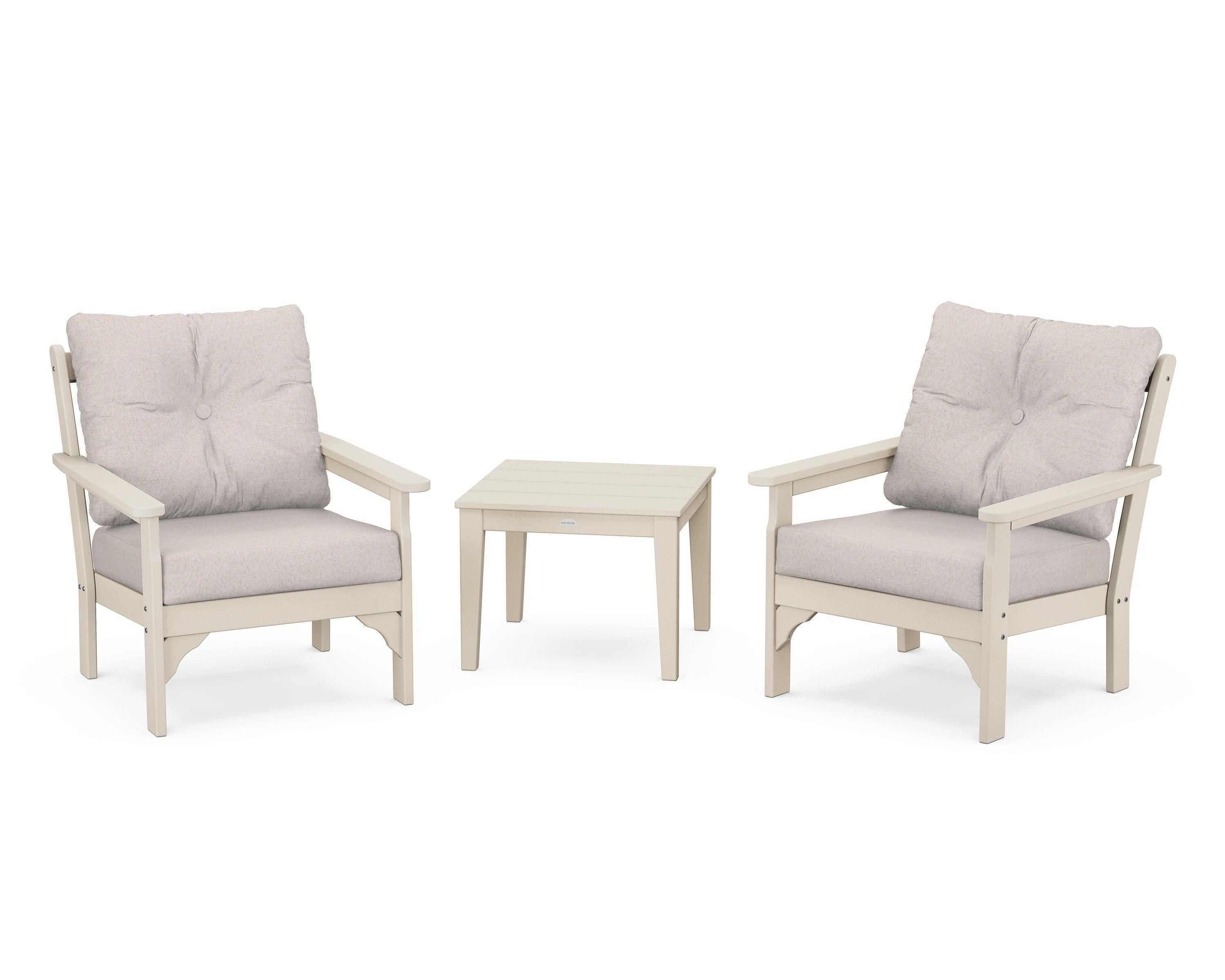 POLYWOOD® Vineyard 3-Piece Deep Seating Set in Sand / Dune Burlap