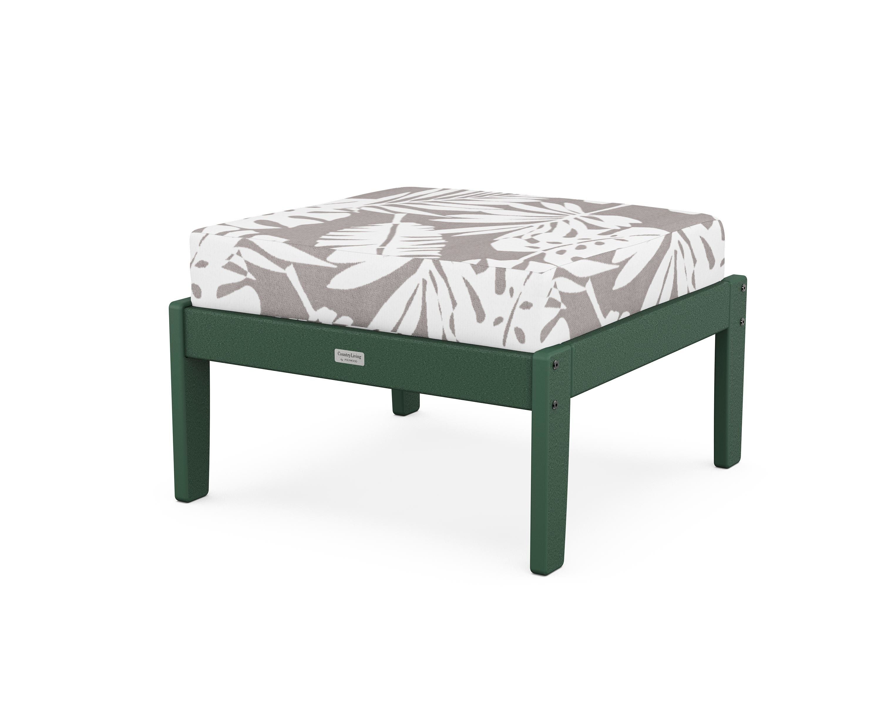 Country Living Cottage Deep Seating Ottoman in Green / Leaf Grey Mist