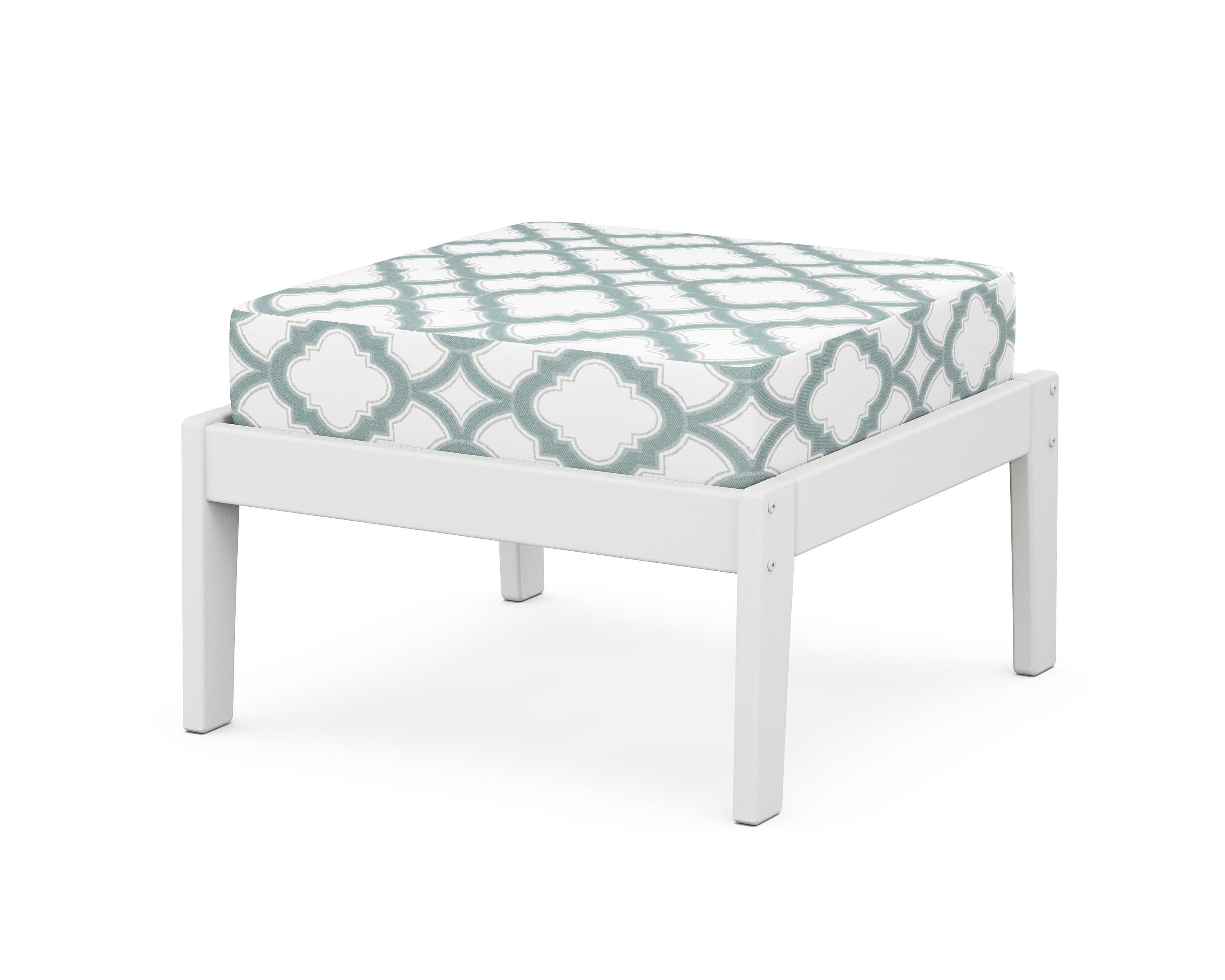 Unbranded Deep Seating Ottoman in White / Trellis Glacier Spa