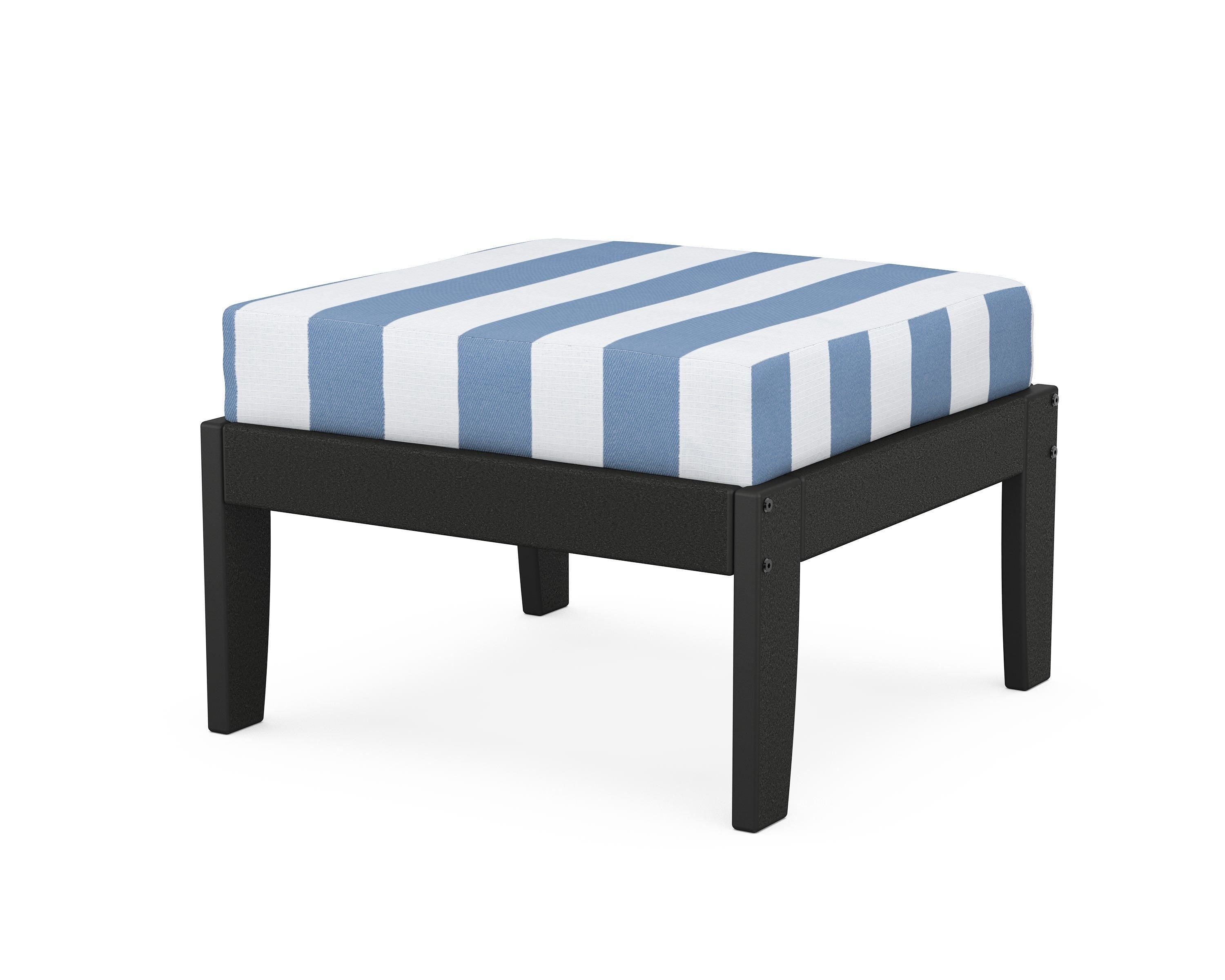 Unbranded Modular Ottoman - Classic in Black / Cabana Stripe Sky Blue
