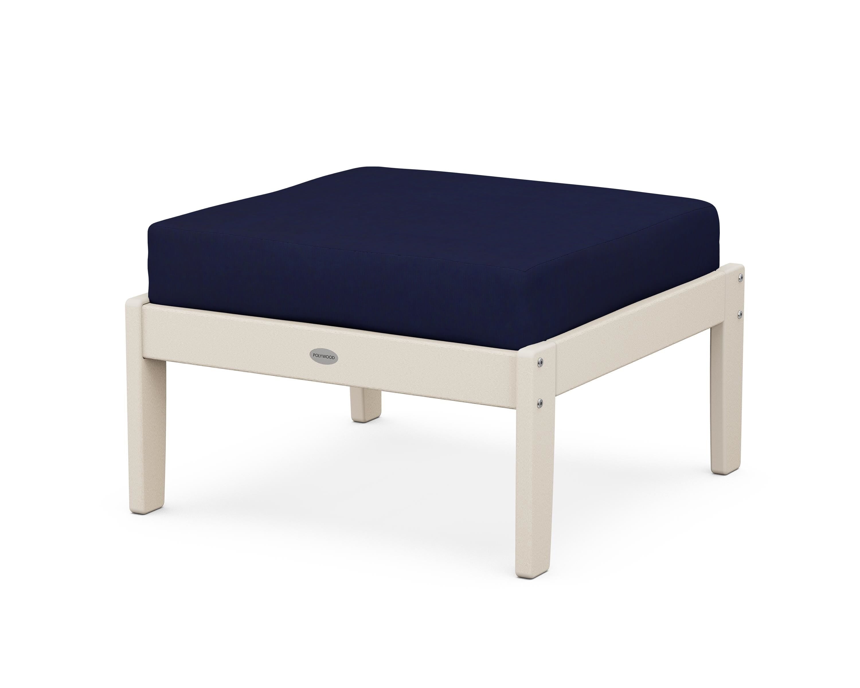 POLYWOOD® Braxton Deep Seating Ottoman in Sand / Navy