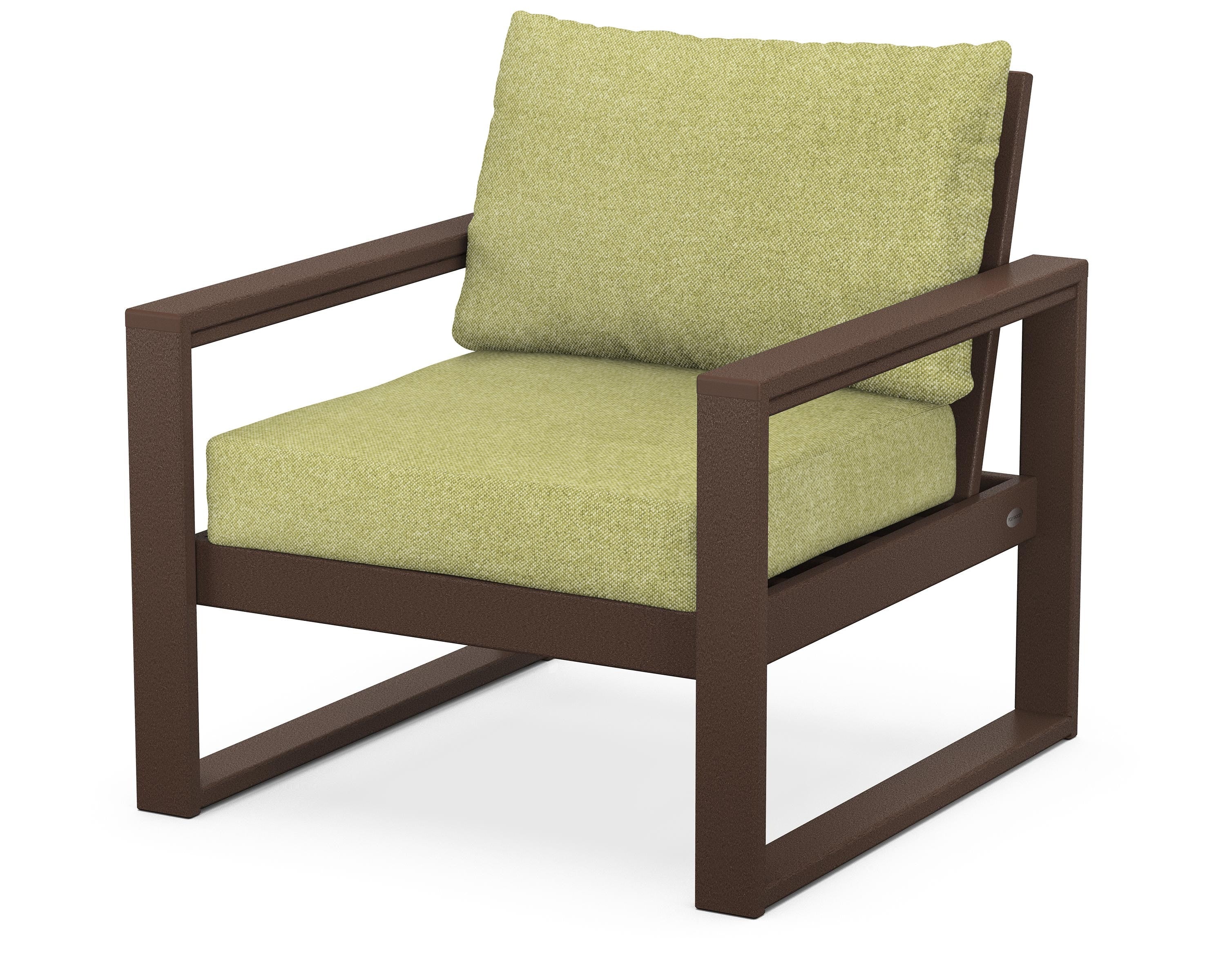 POLYWOOD® EDGE Club Chair in Mahogany / Chartreuse Boucle