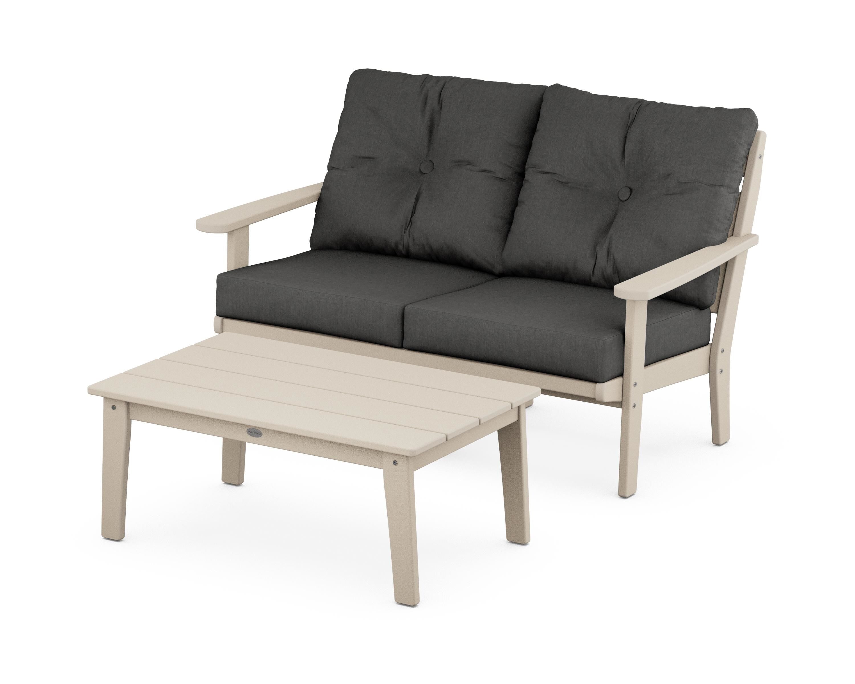POLYWOOD® Lakeside 2-Piece Lounge Loveseat Set in Sand / Spectrum Carbon