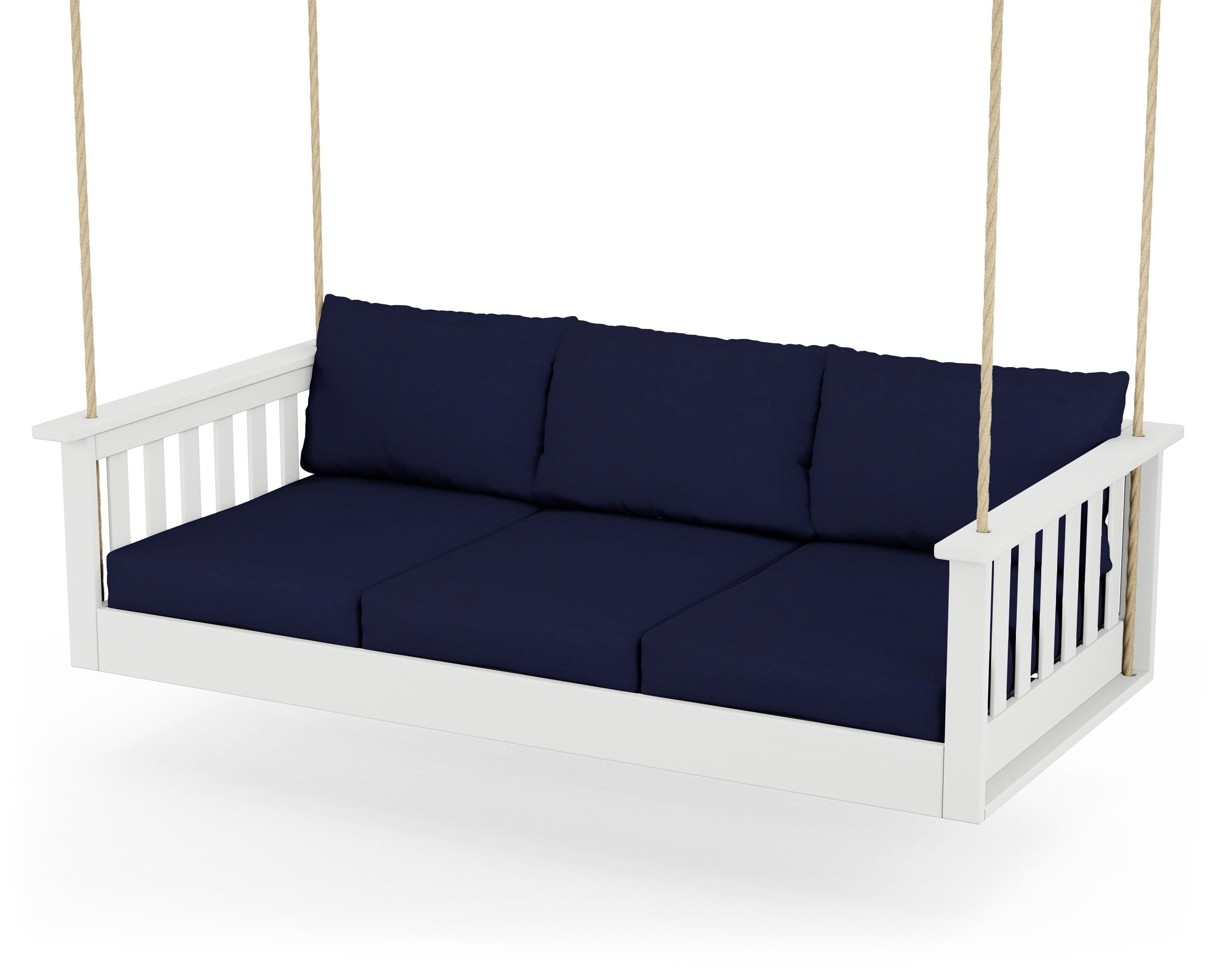POLYWOOD® Vineyard Daybed Swing in White / Navy