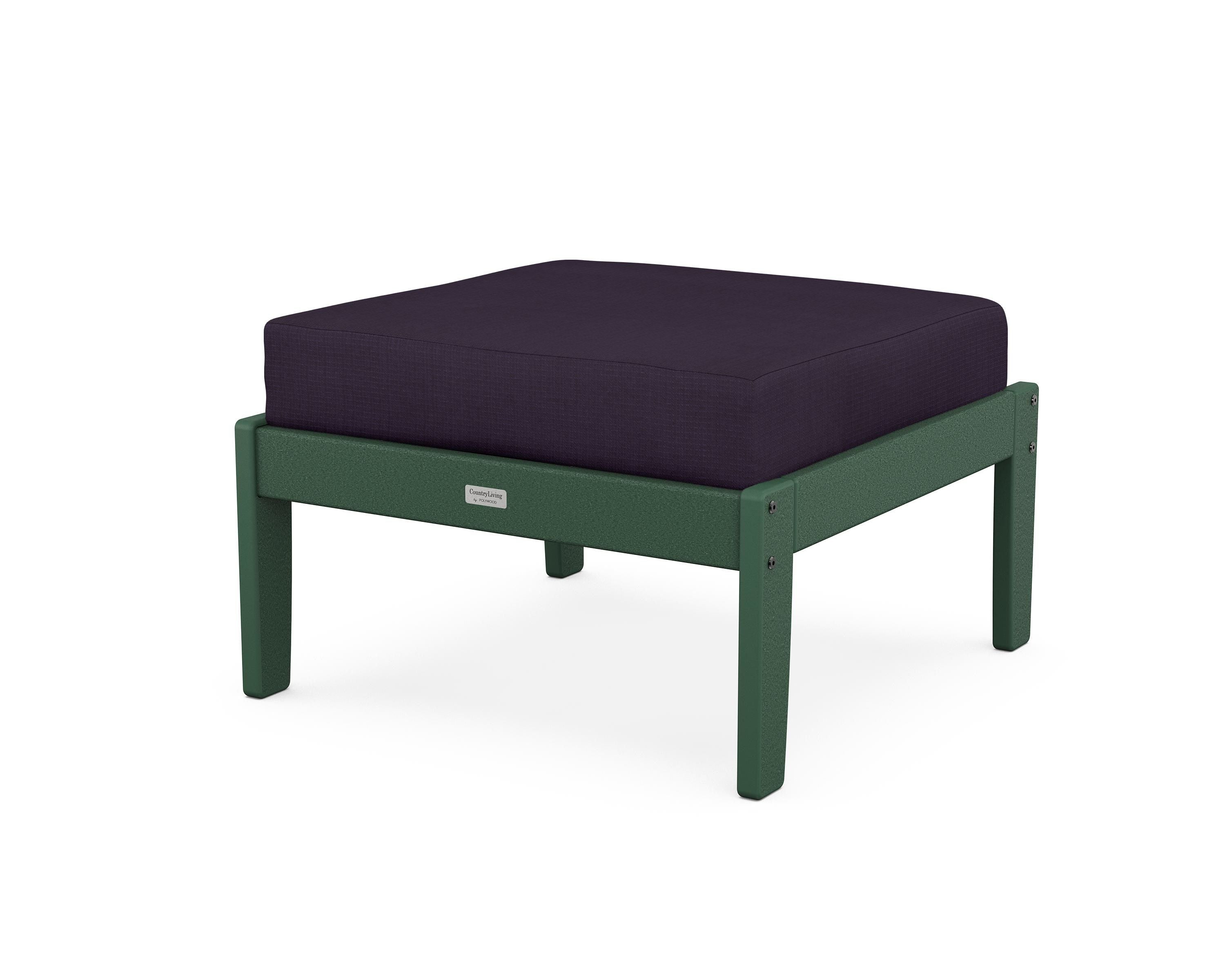 Country Living Cottage Deep Seating Ottoman in Green / Navy Linen