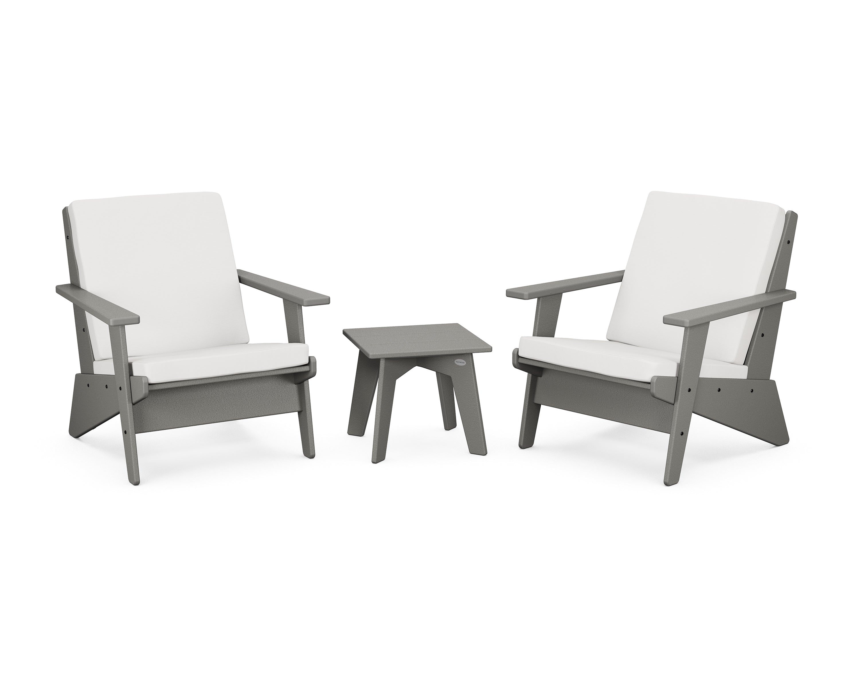 POLYWOOD® Riviera Modern Lounge 3-Piece Set in Slate Grey / Natural Linen
