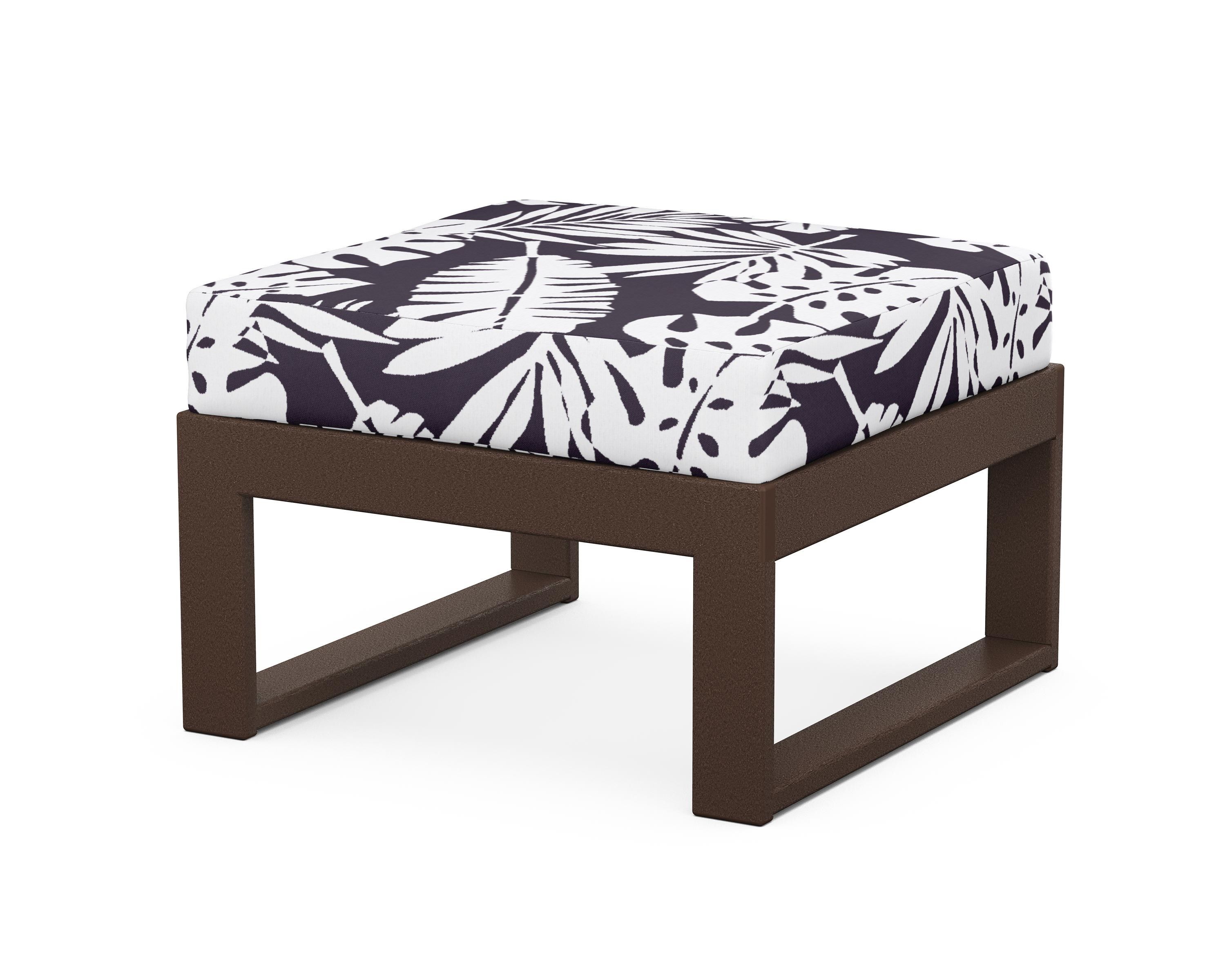 Unbranded Modular Ottoman - Modern in Mahogany / Leaf Navy