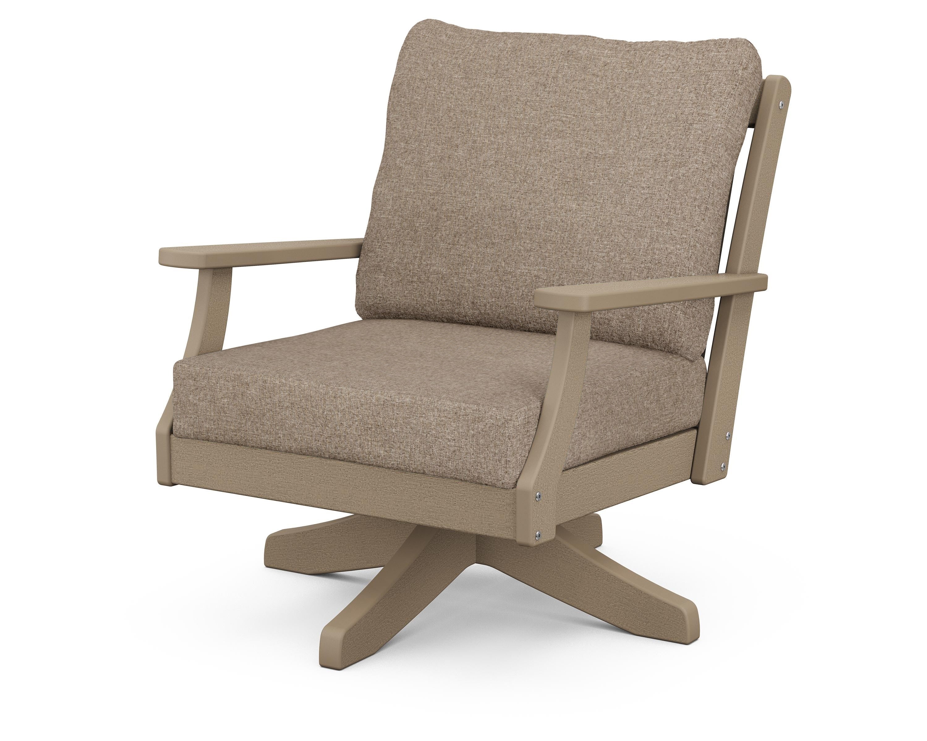POLYWOOD® Braxton Deep Seating Swivel Chair in Vintage Sahara / Spiced Burlap