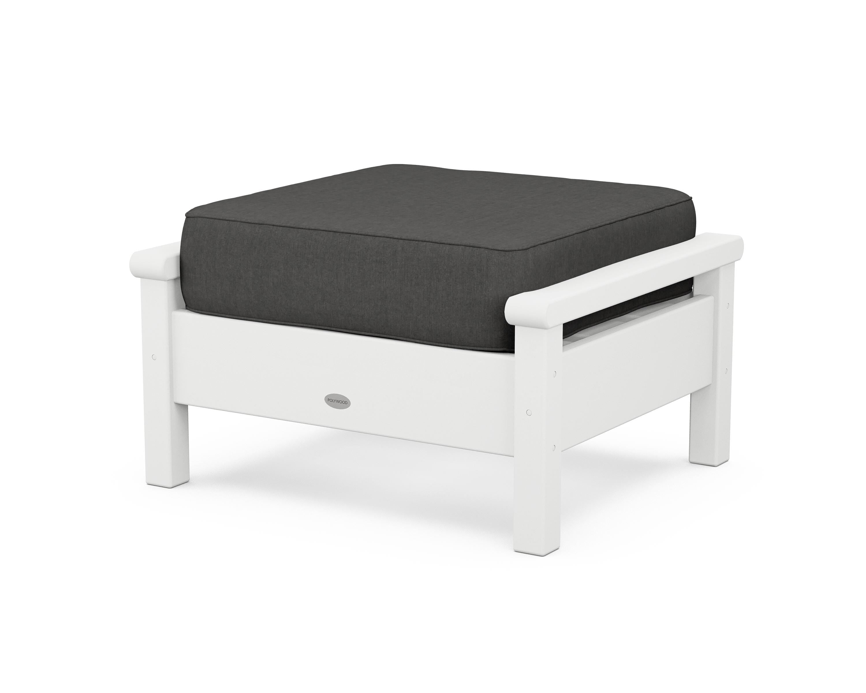 POLYWOOD® Harbour Deep Seating Ottoman in White / Spectrum Carbon