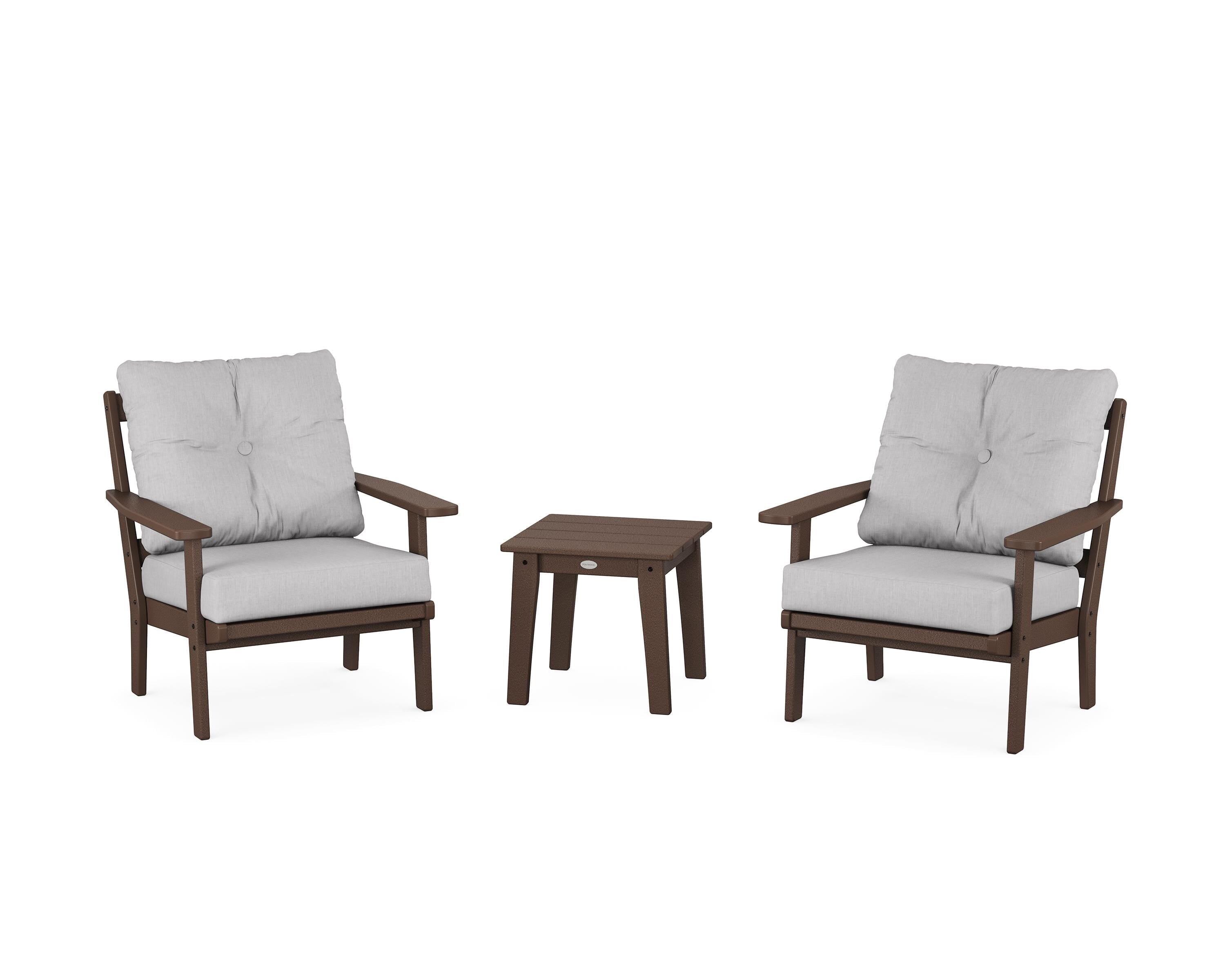 POLYWOOD® Oxford 3-Piece Deep Seating Set in Mahogany / Granite