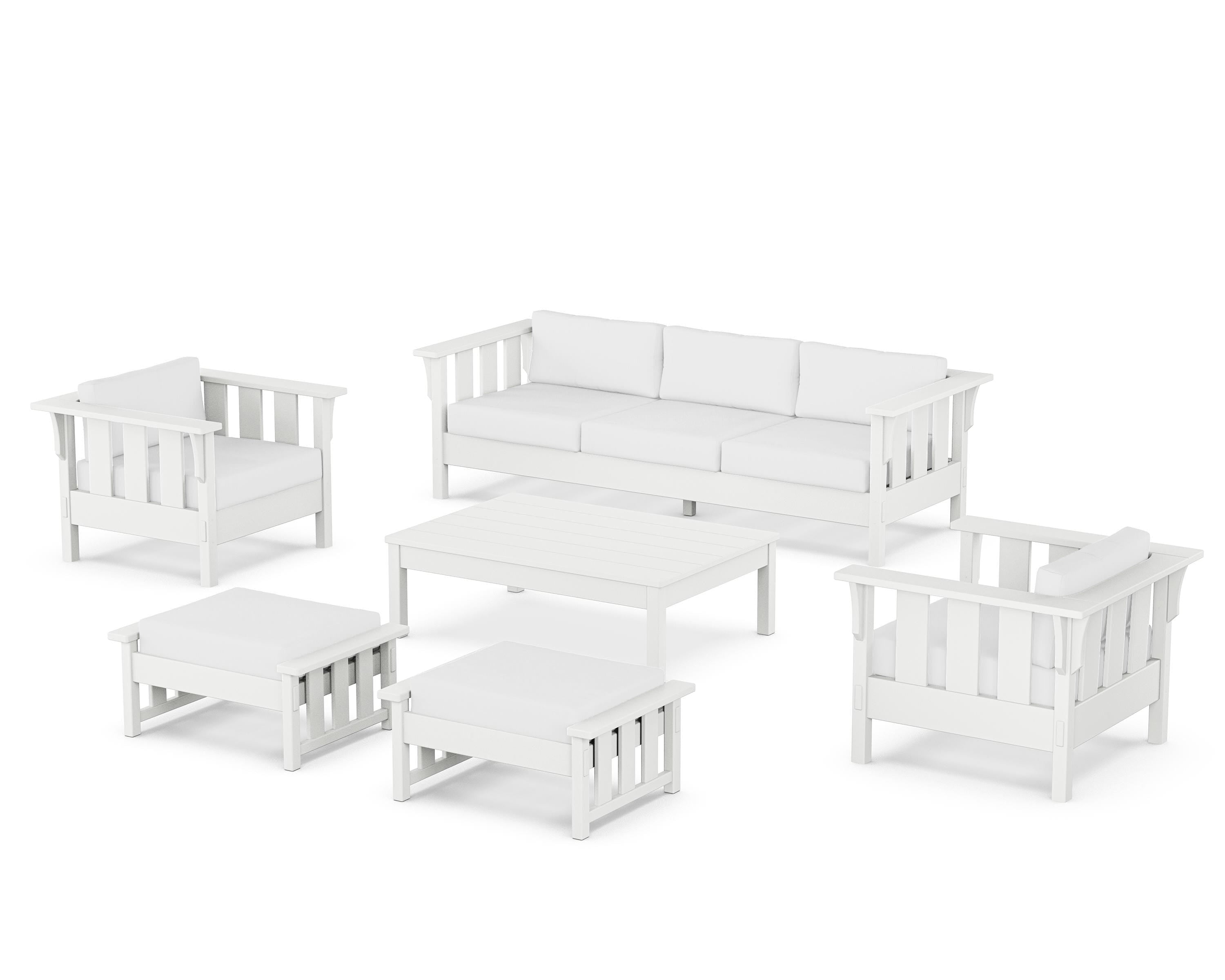 Martha Stewart by POLYWOOD® Acadia 6-Piece Lounge Sofa Set in White / Natural