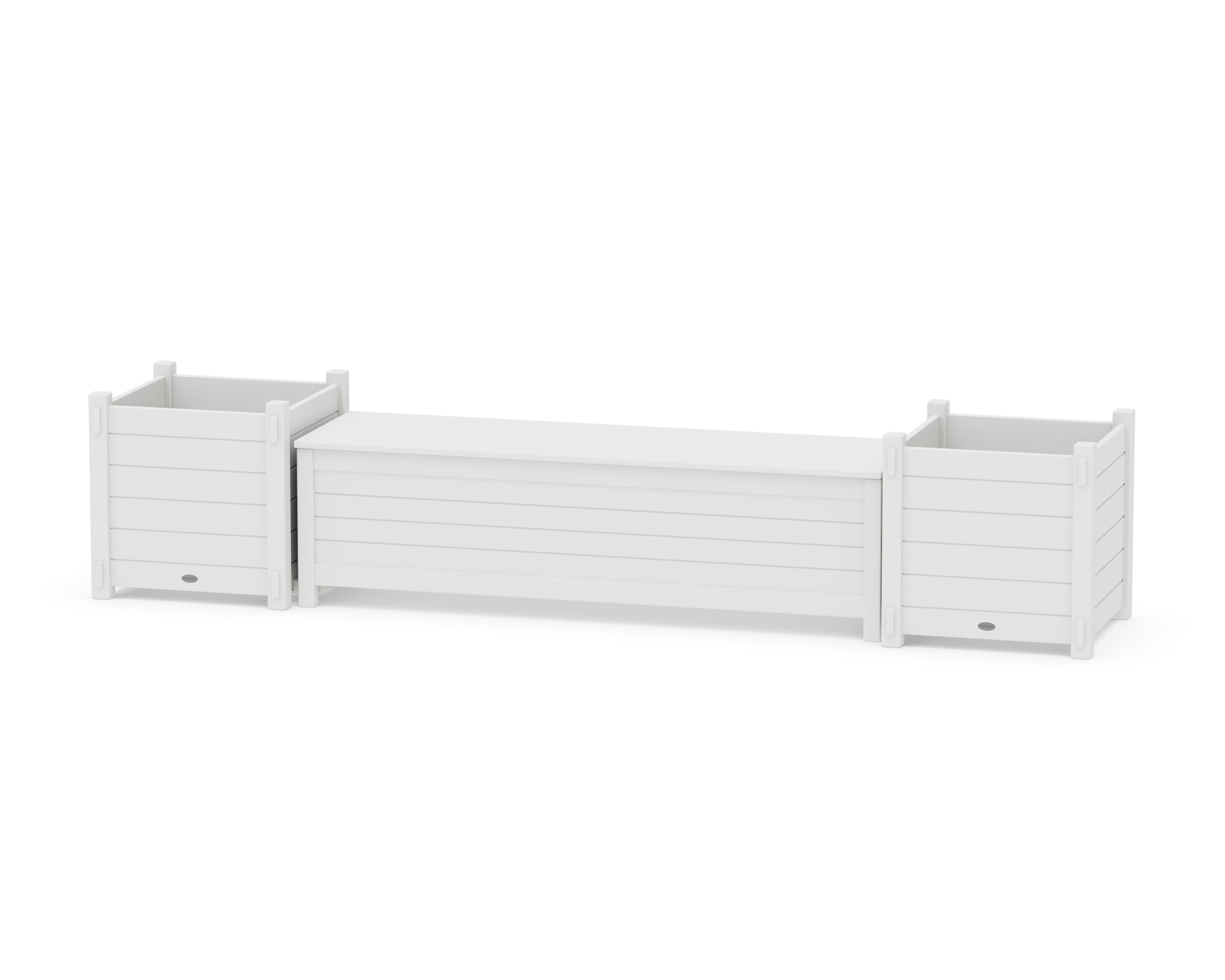 POLYWOOD® 60" Nautical Straight Planter Storage Bench Set- Large in White