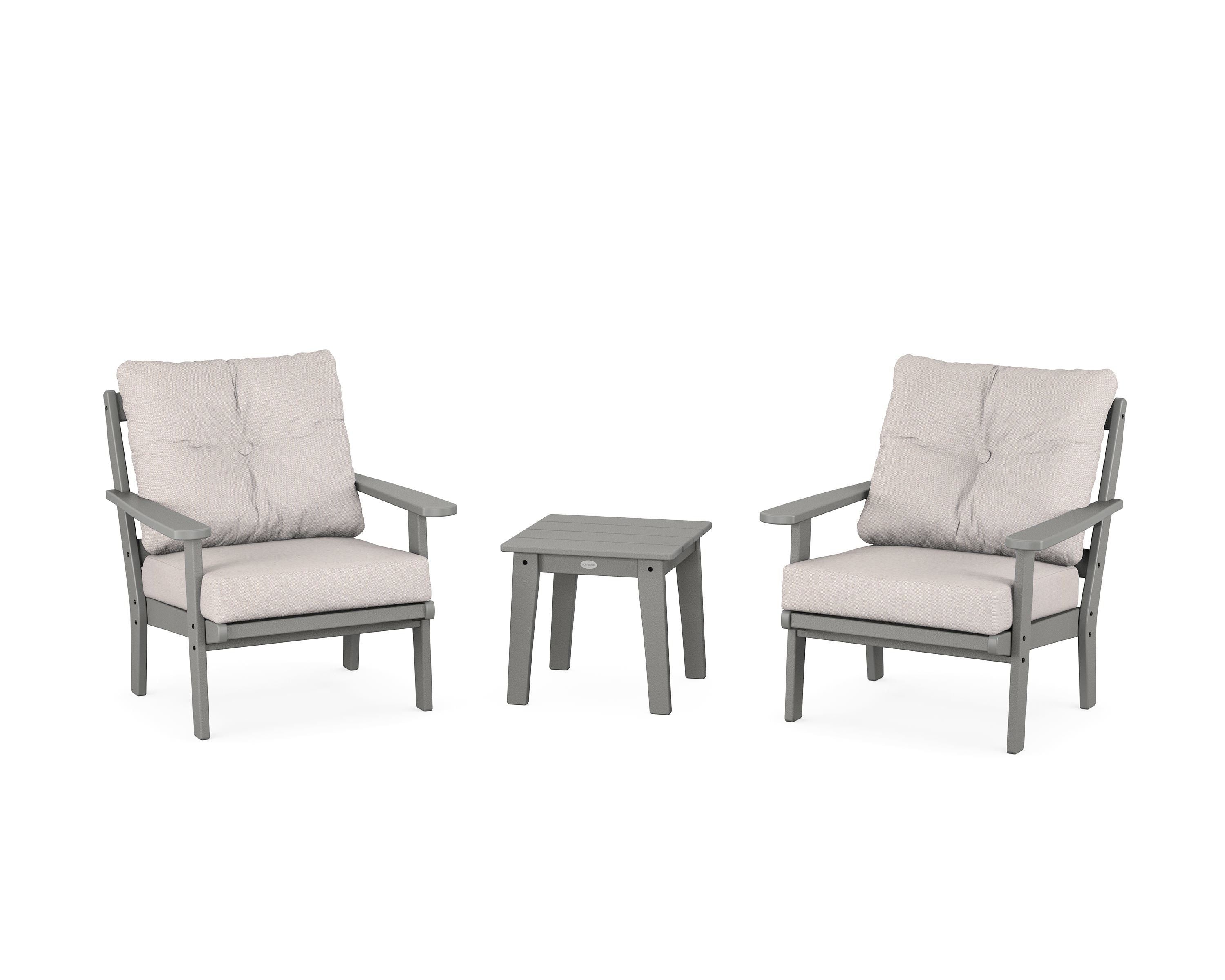 POLYWOOD® Mission 3-Piece Deep Seating Set in Slate Grey / Dune Burlap