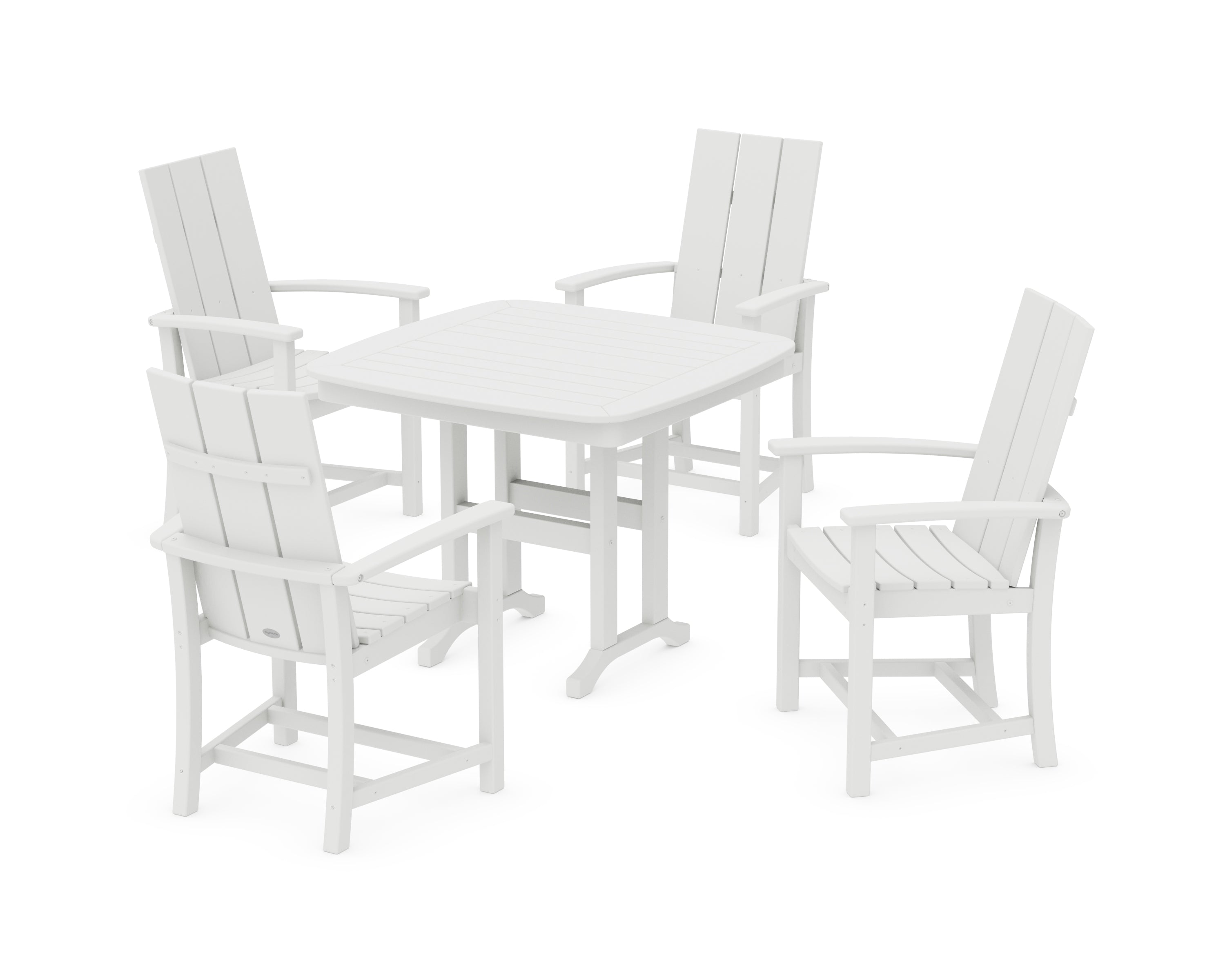 POLYWOOD® Modern Adirondack 5-Piece Dining Set in White