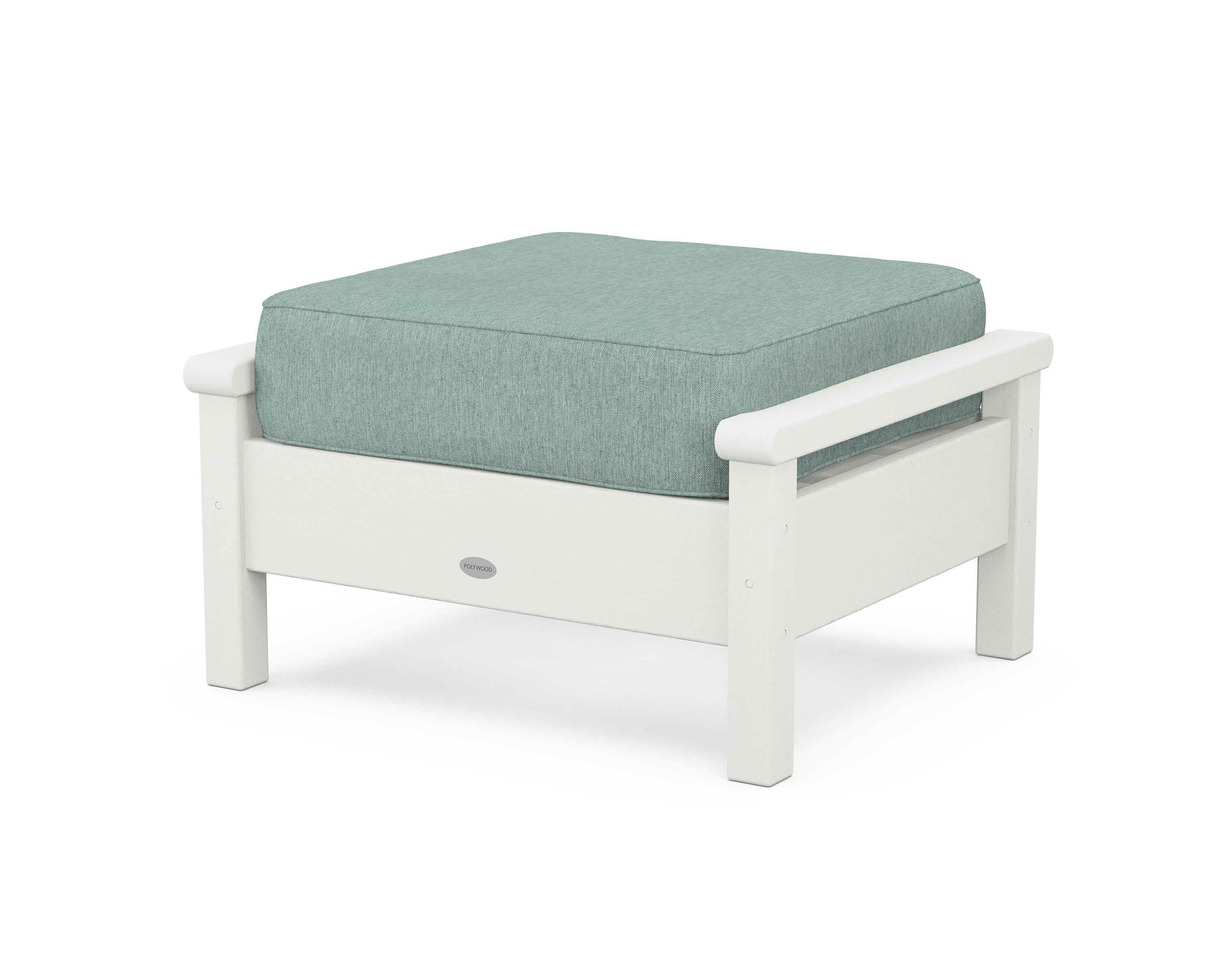 POLYWOOD® Harbour Deep Seating Ottoman in Vintage White / Glacier Spa