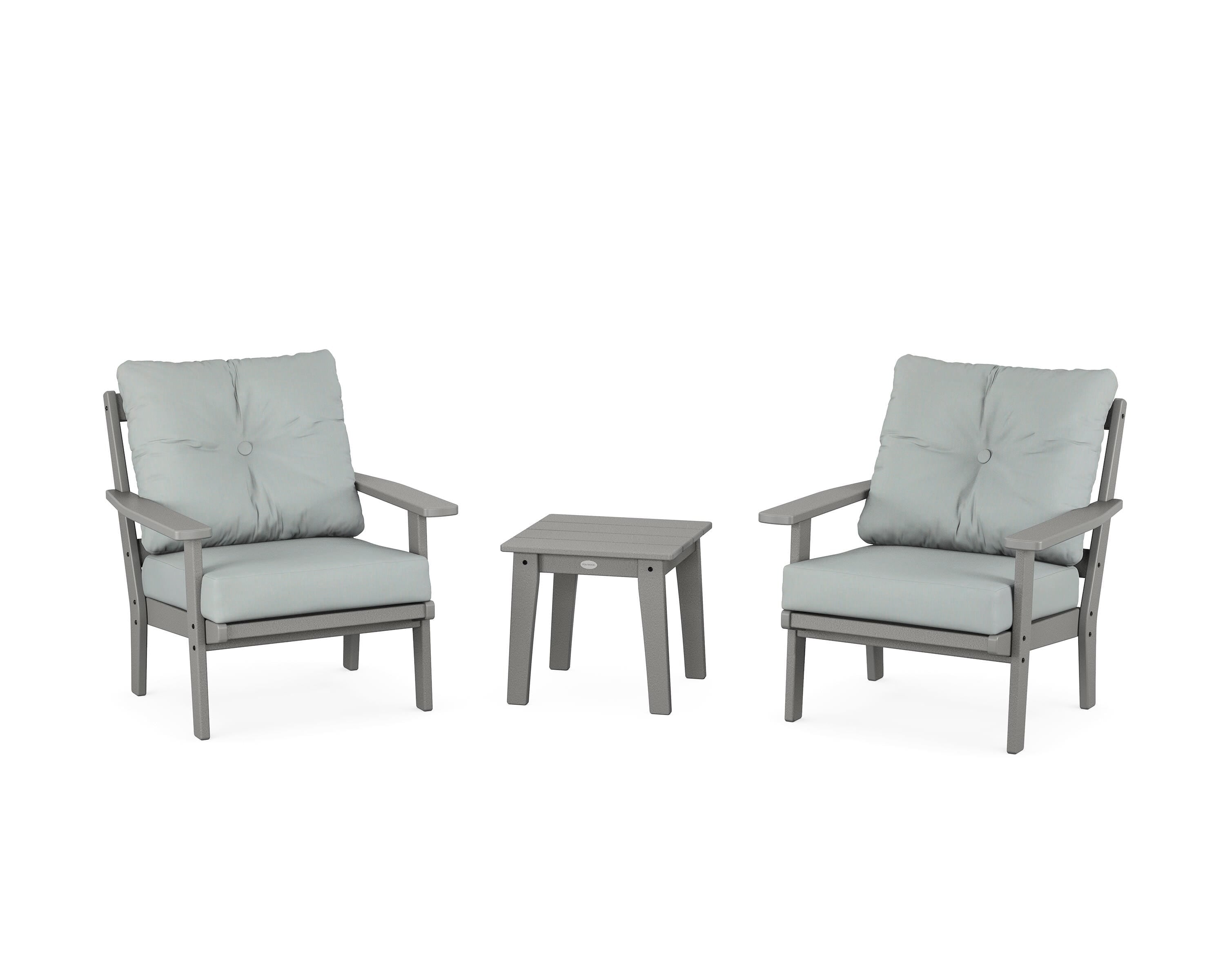 POLYWOOD® Prairie 3-Piece Deep Seating Set in Slate Grey / Spa