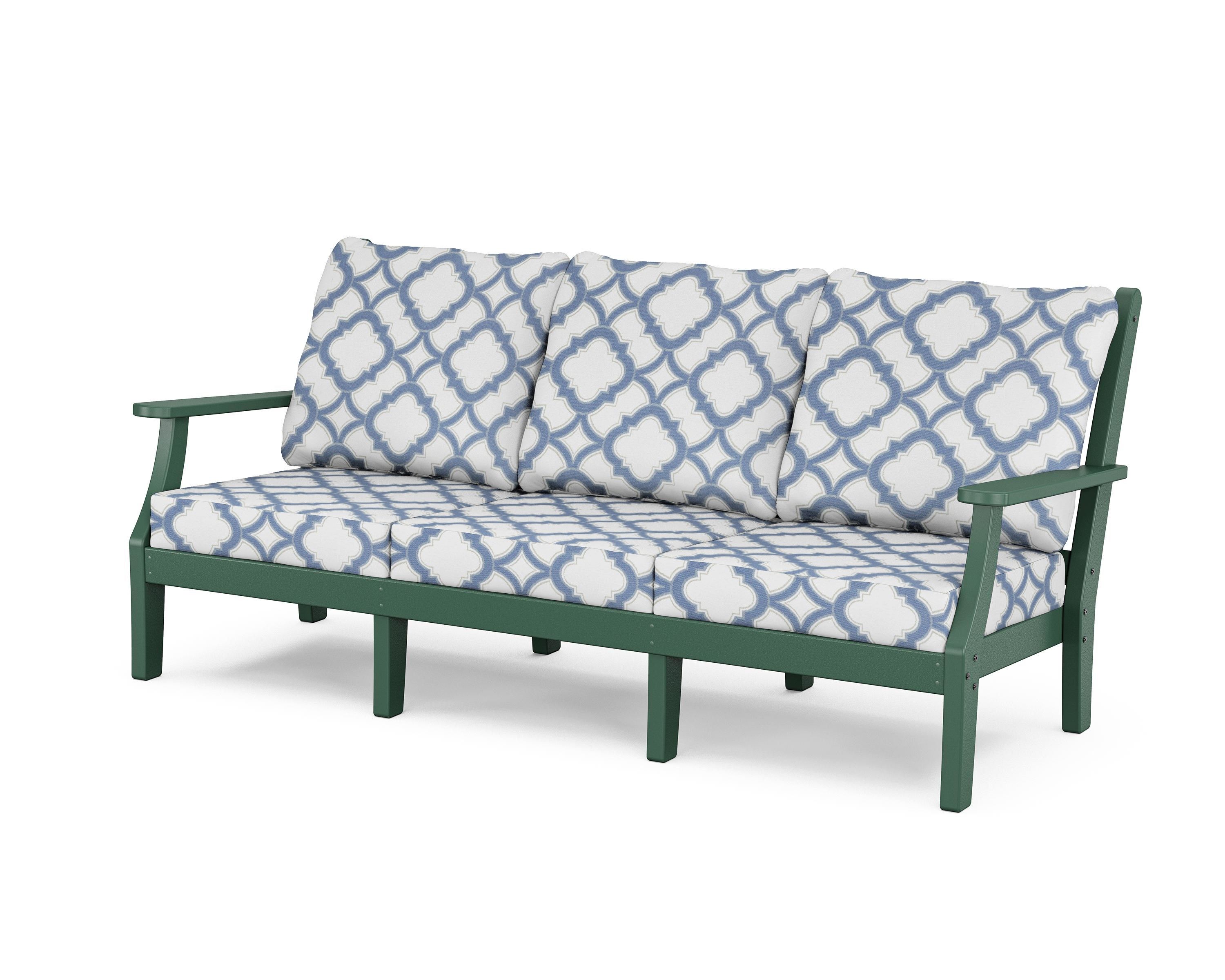 Country Living Wovendale Deep Seating Sofa in Green / Trellis Sky Blue