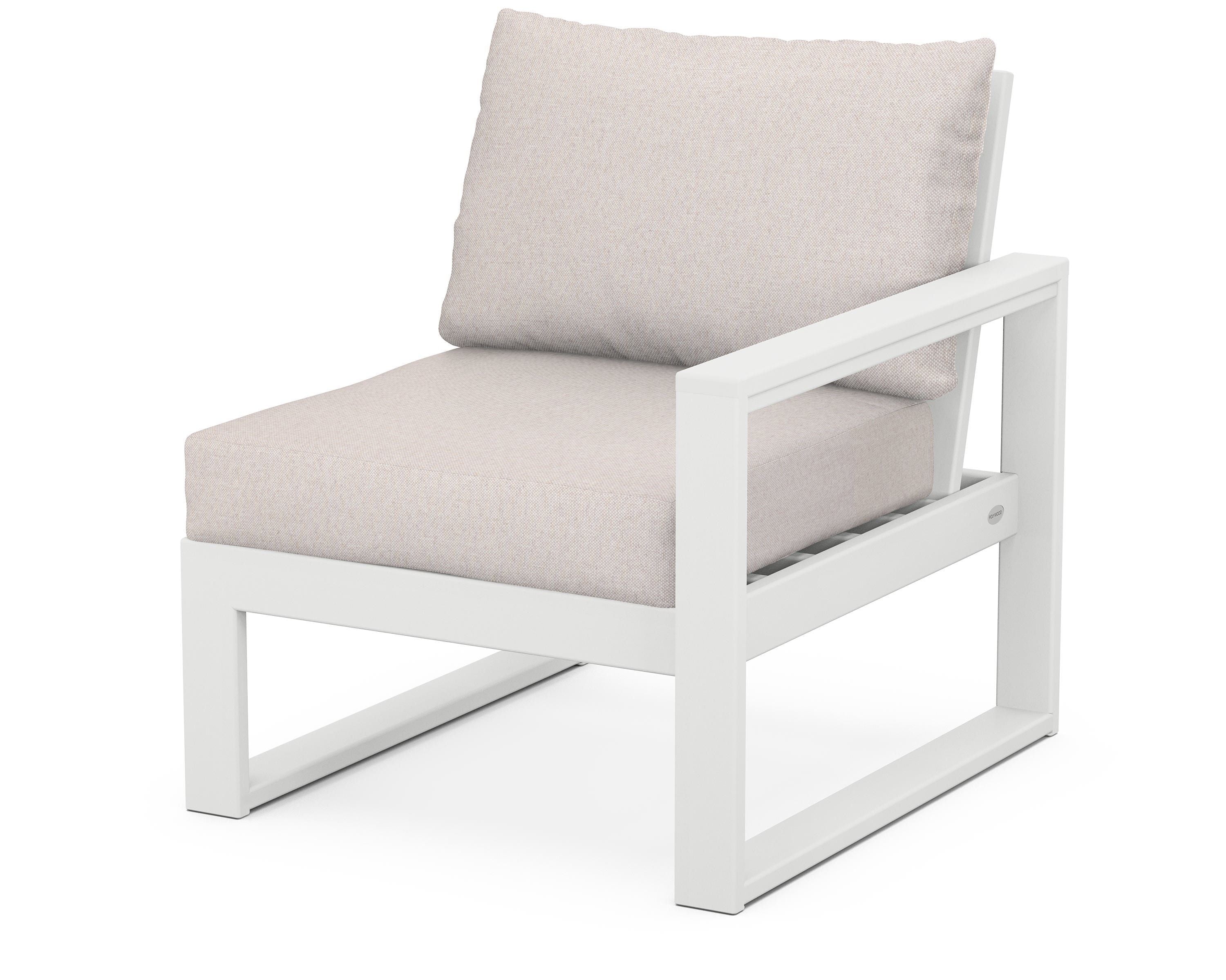 POLYWOOD® EDGE Modular Right Arm Chair in White / Dune Burlap