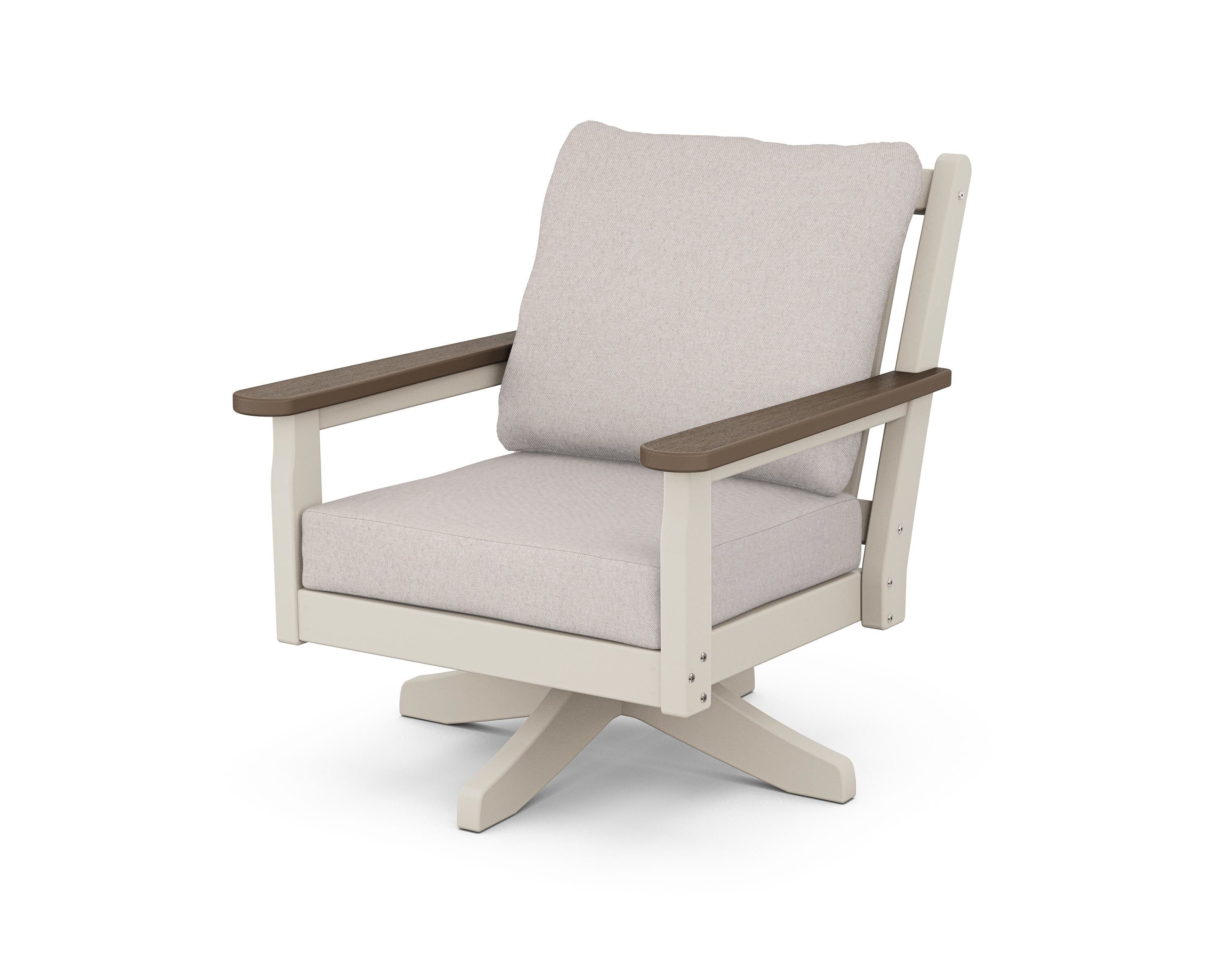 POLYWOOD® Chippendale Deep Seating Swivel Chair in Sand / Kona / Dune Burlap