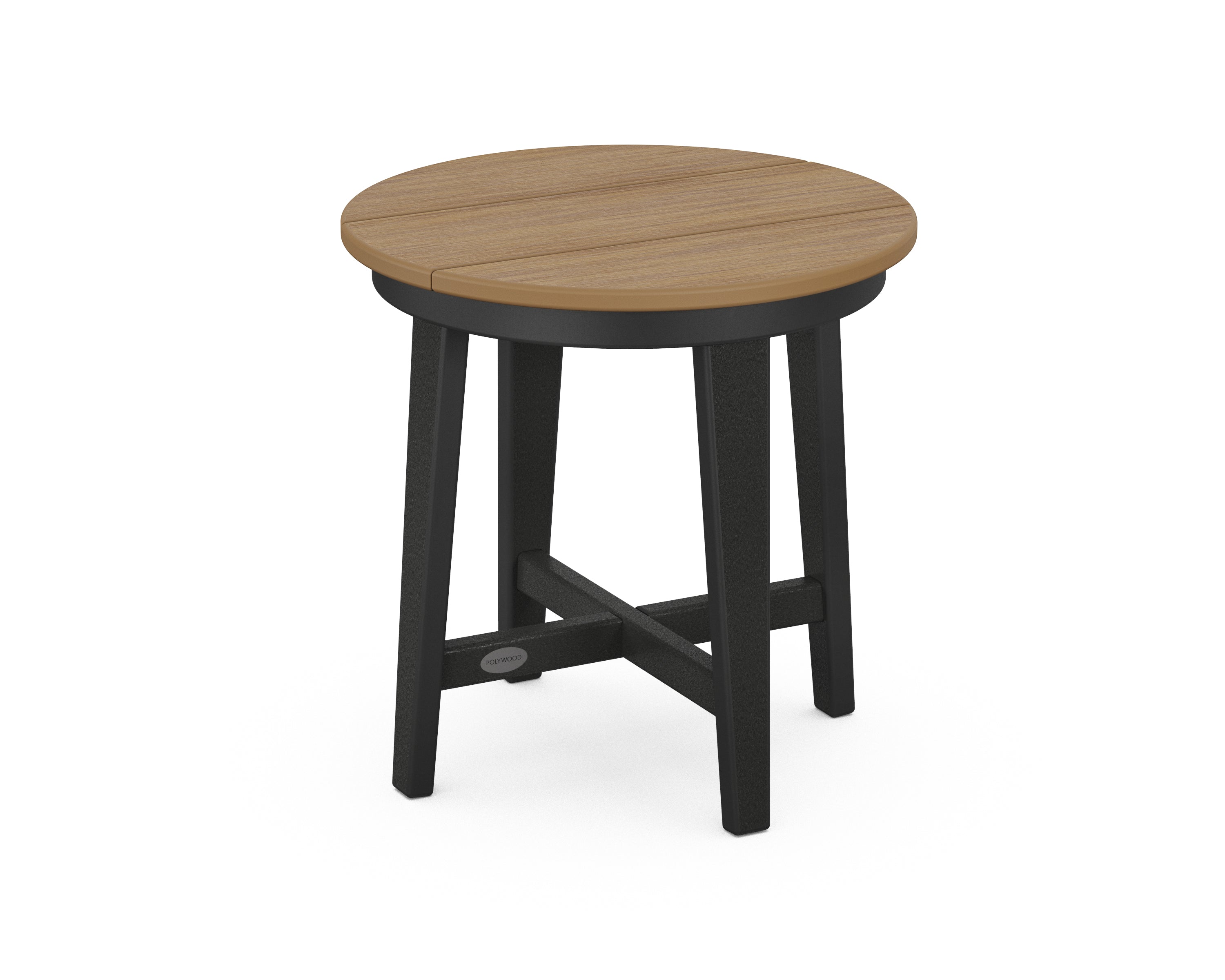 POLYWOOD® Newport 19" Round End Table in Black / Natural