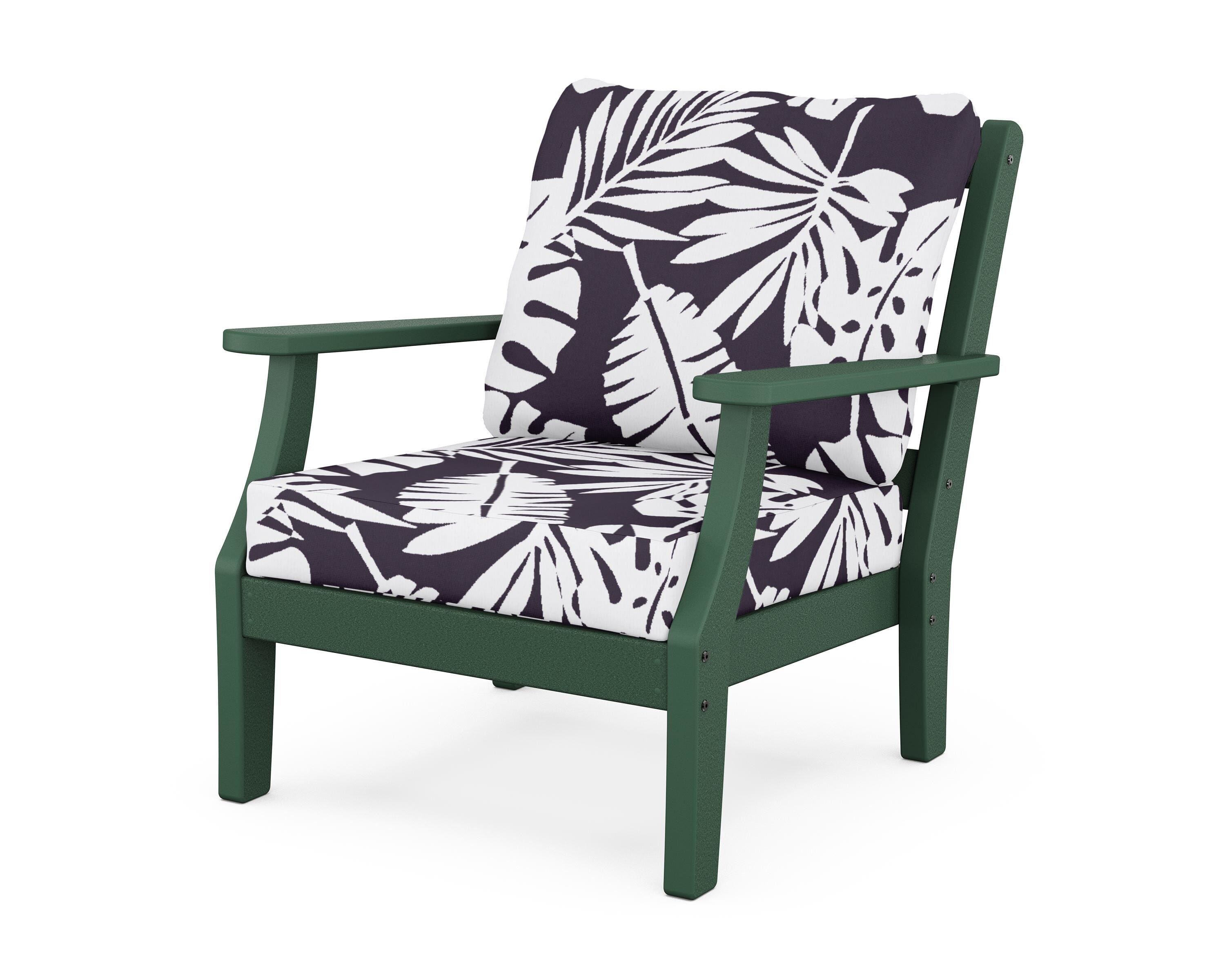 Martha Stewart by POLYWOOD® Chinoiserie Deep Seating Chair in Green / Leaf Navy