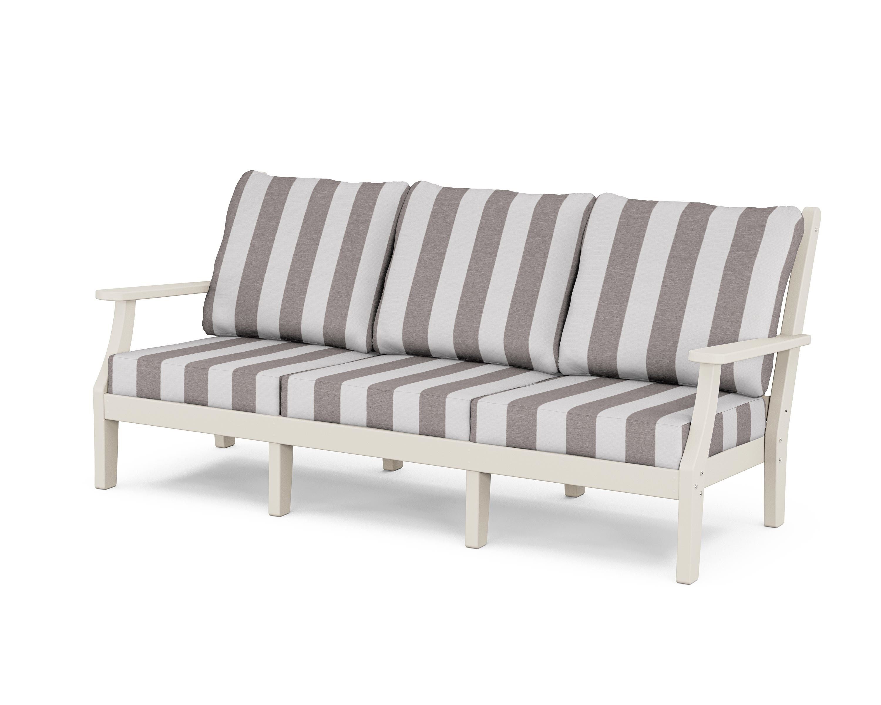 Country Living Wovendale Deep Seating Sofa in Sand / Cabana Stripe Grey Mist