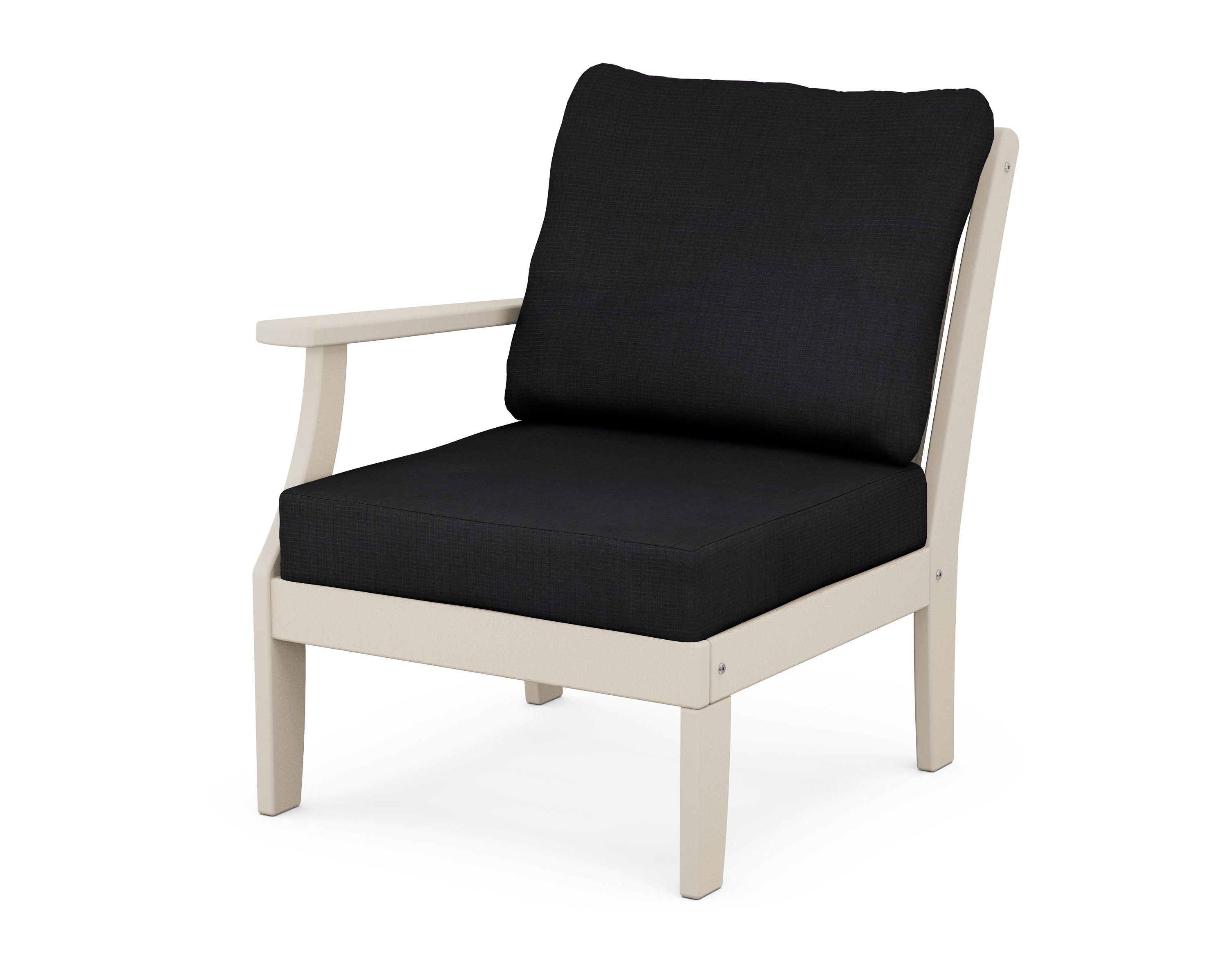POLYWOOD® Braxton Modular Left Arm Chair in Sand / Midnight Linen