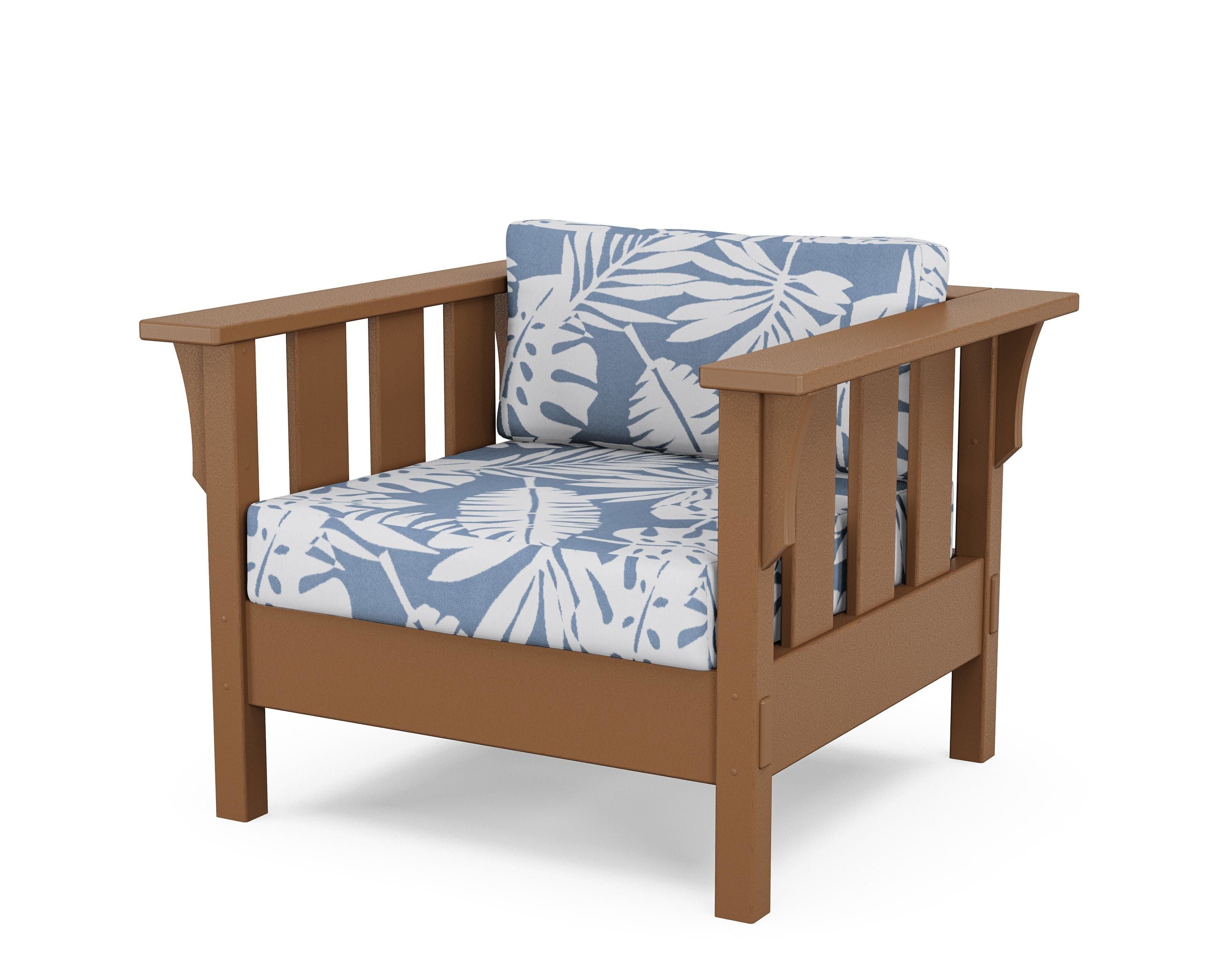 Martha Stewart by POLYWOOD® Acadia Deep Seating Chair in Teak / Leaf Sky Blue