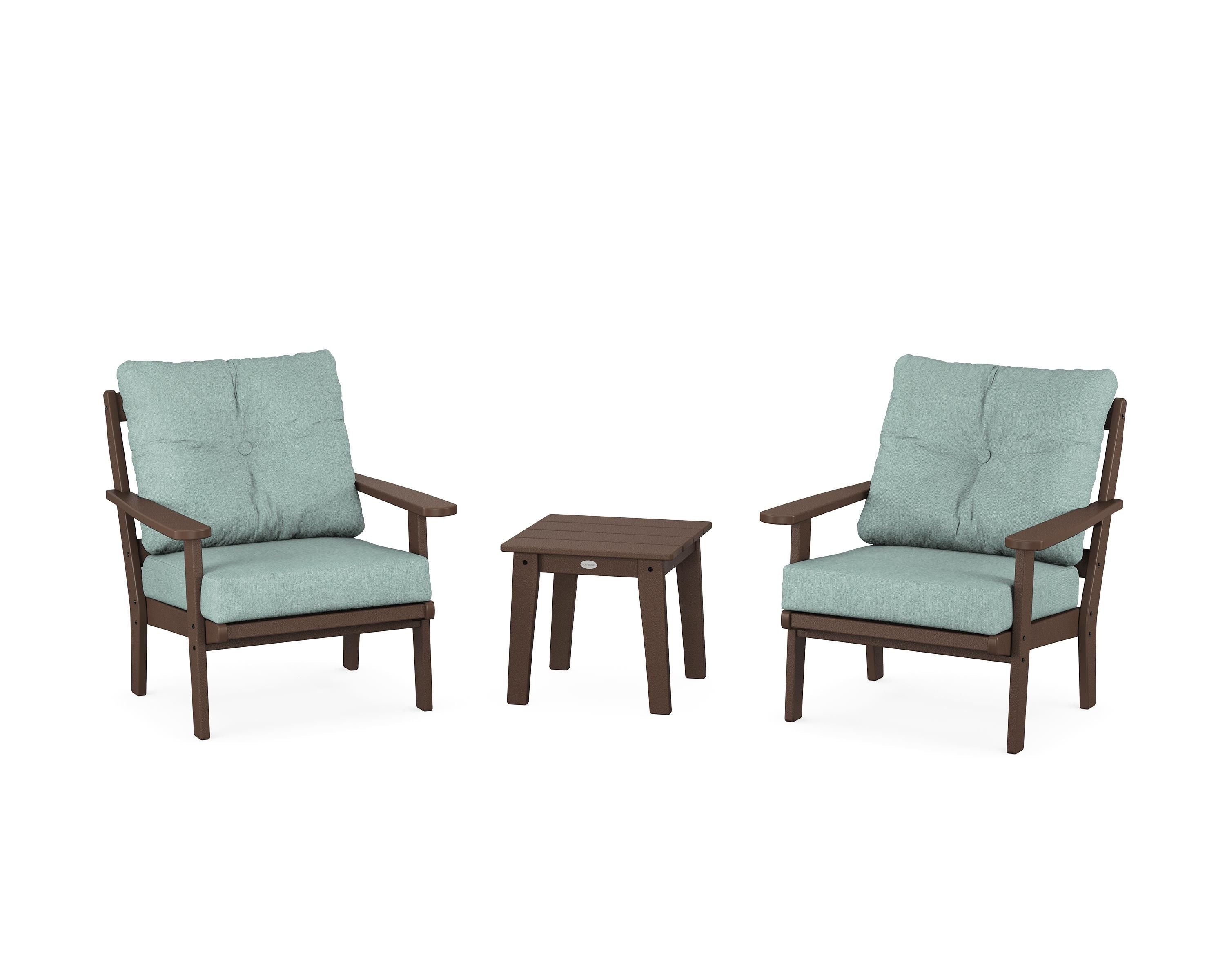POLYWOOD® Mission 3-Piece Deep Seating Set in Mahogany / Glacier Spa