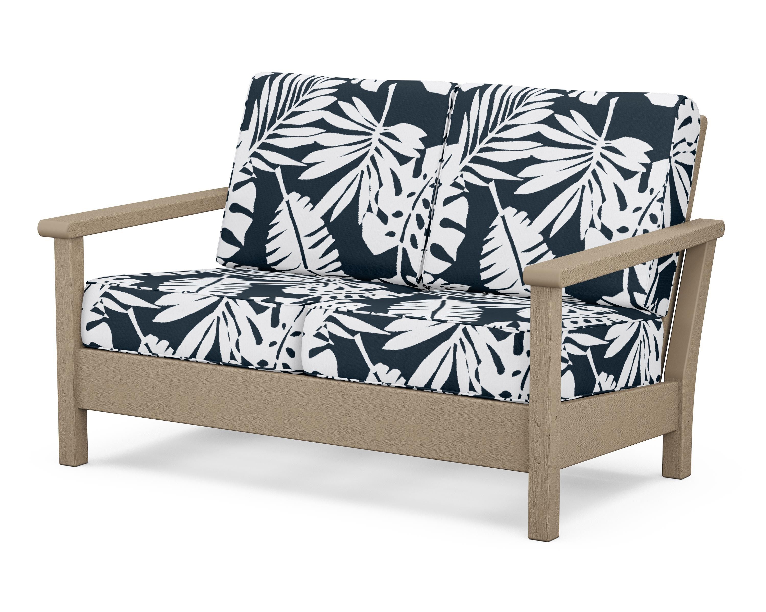 POLYWOOD® Harbour Deep Seating Loveseat in Vintage Sahara / Leaf Marine Indigo