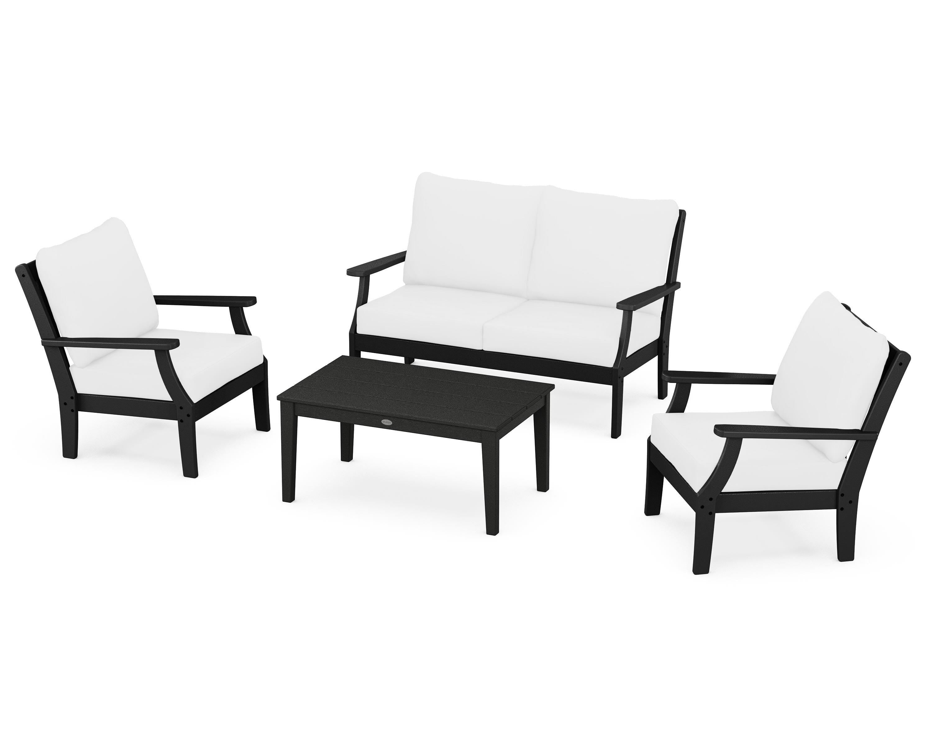 POLYWOOD® Braxton 4-Piece Deep Seating Chair Set in Black / Natural