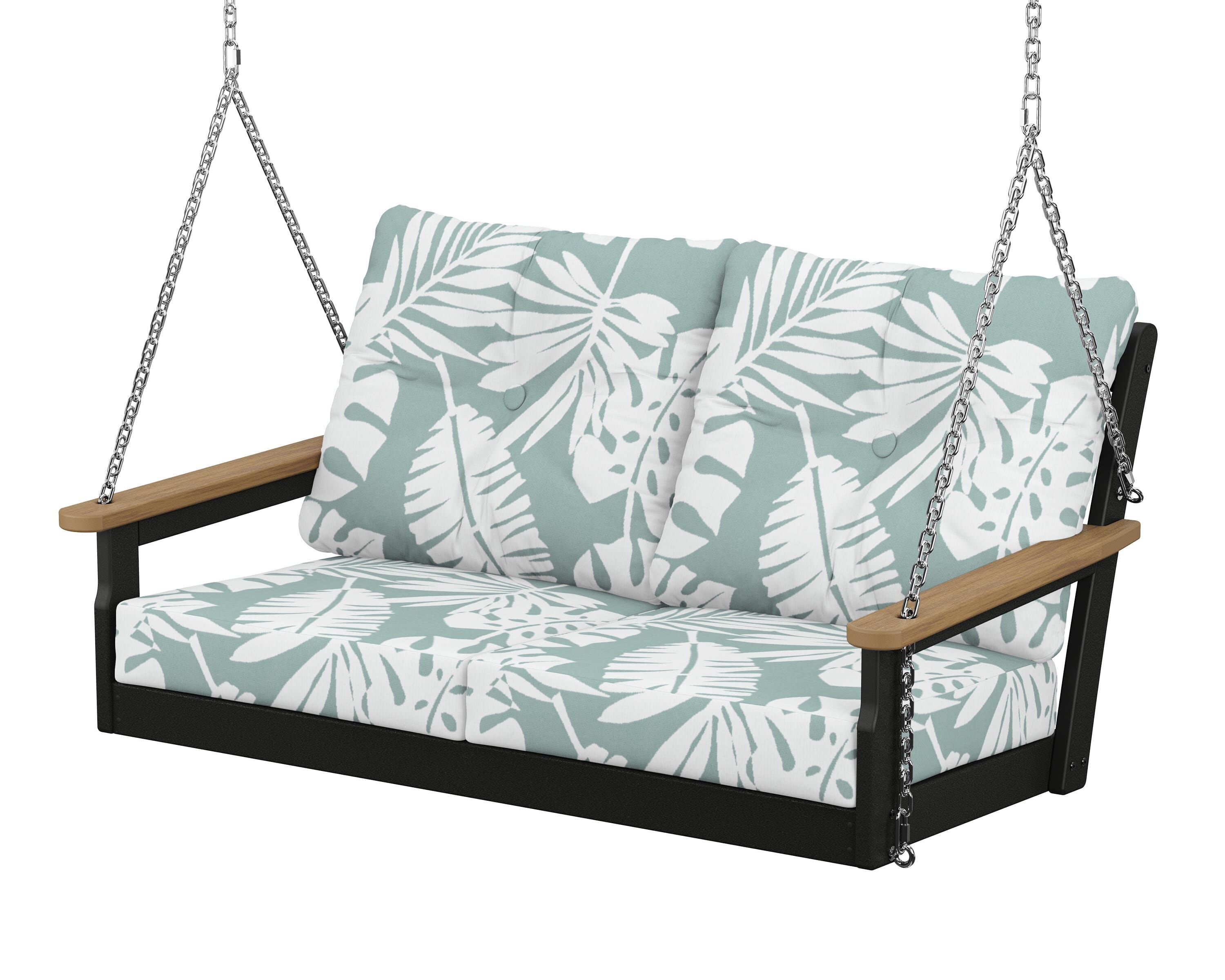 POLYWOOD® Vineyard Deep Seating Swing in Black / Natural / Leaf Glacier Spa