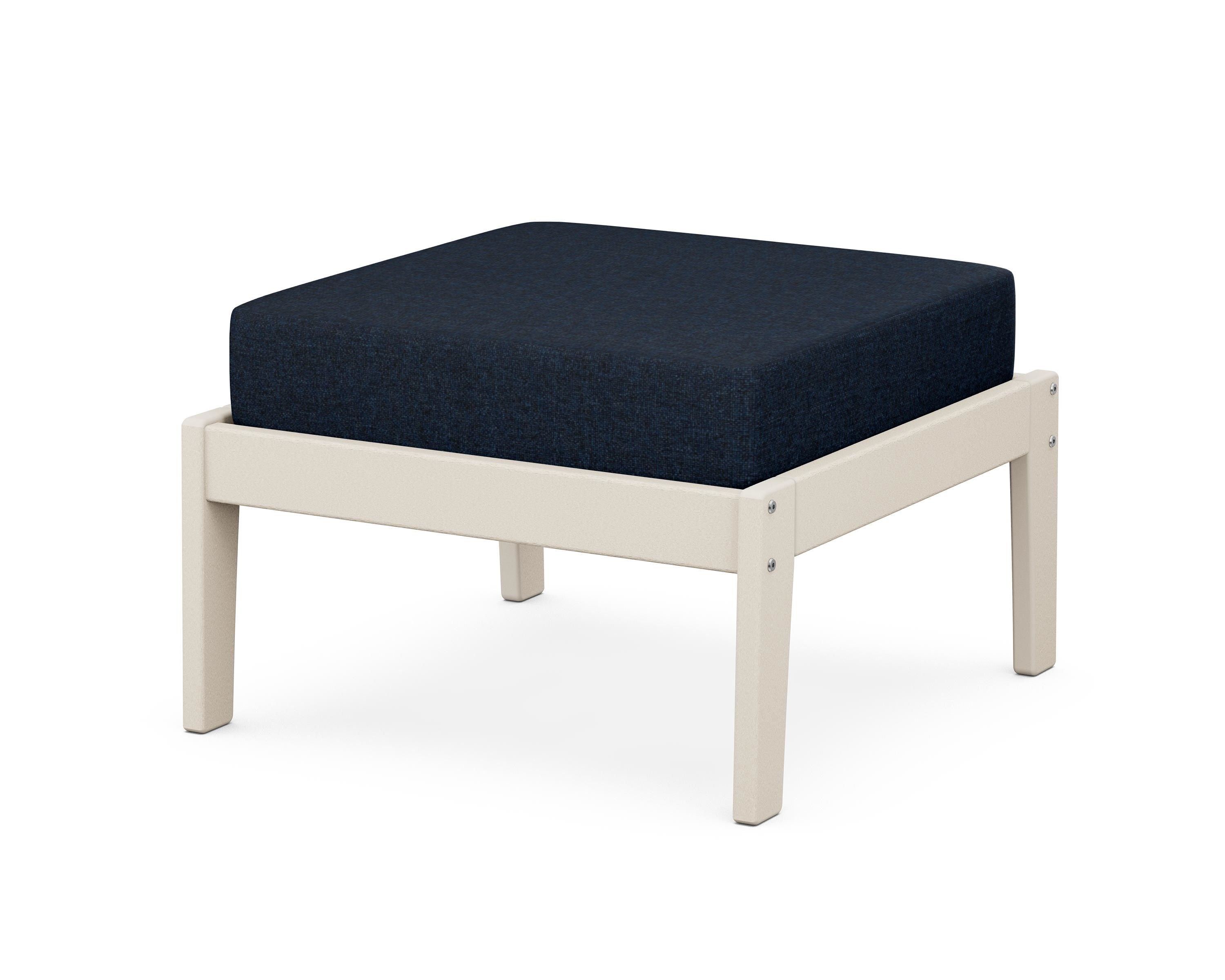 Unbranded Deep Seating Ottoman in Sand / Marine Indigo