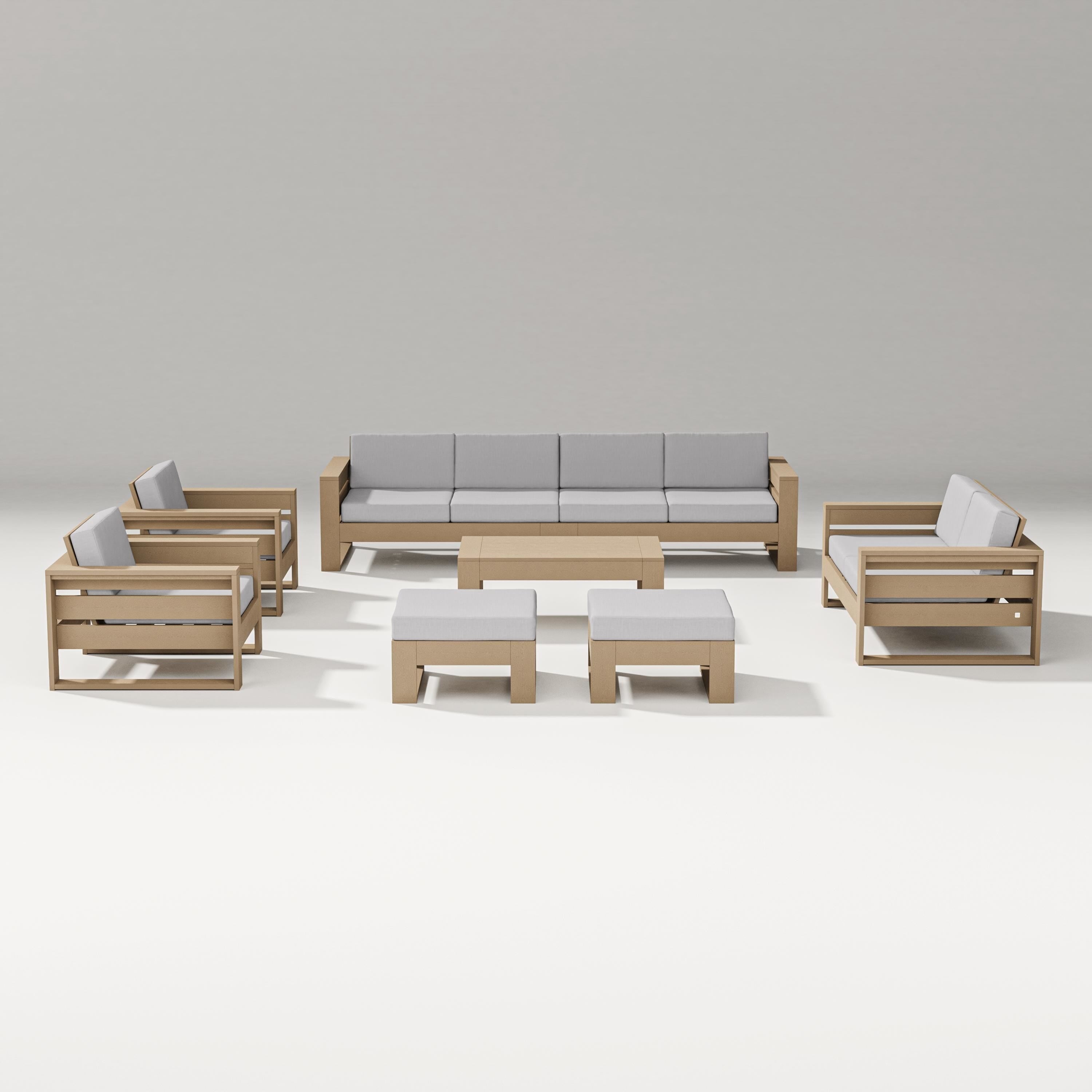 PW Designer Series Latitude 8-Piece Lounge Sofa Set in Vintage Sahara / Granite