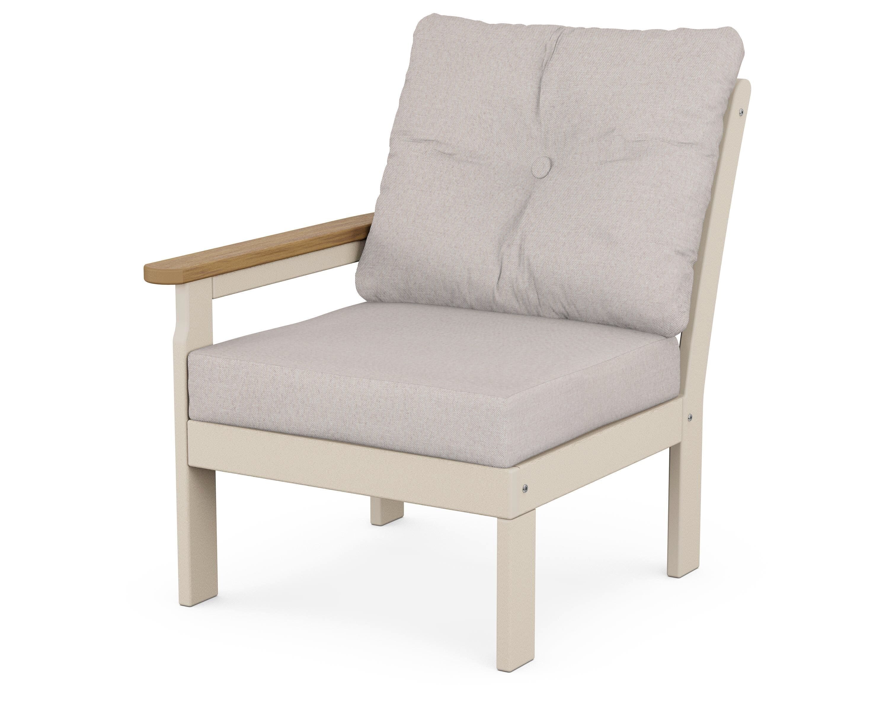 POLYWOOD® Vineyard Modular Left Arm Chair in Sand / Natural / Dune Burlap