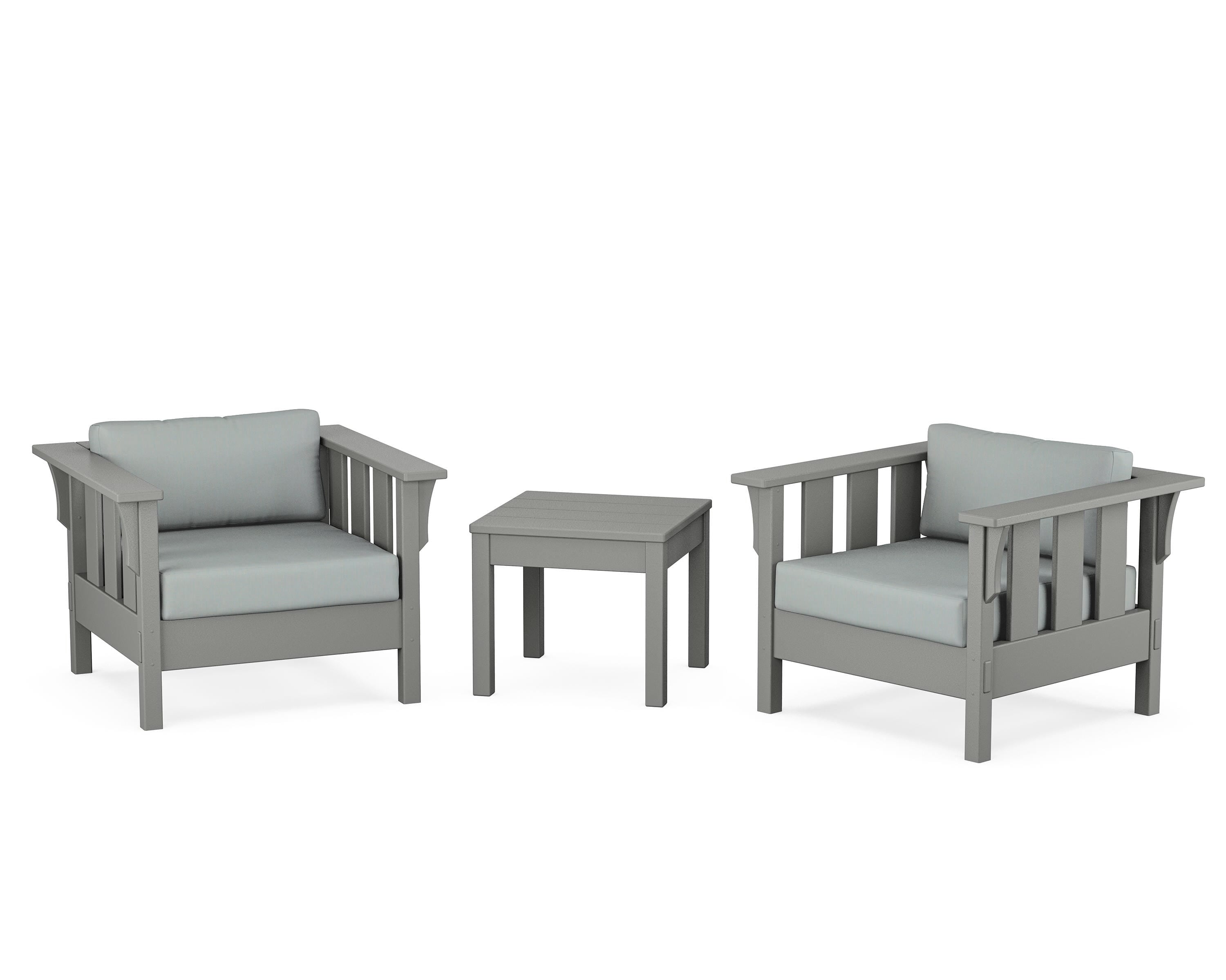 Martha Stewart by POLYWOOD® Acadia 3-Piece Deep Seating Set in Slate Grey / Spa