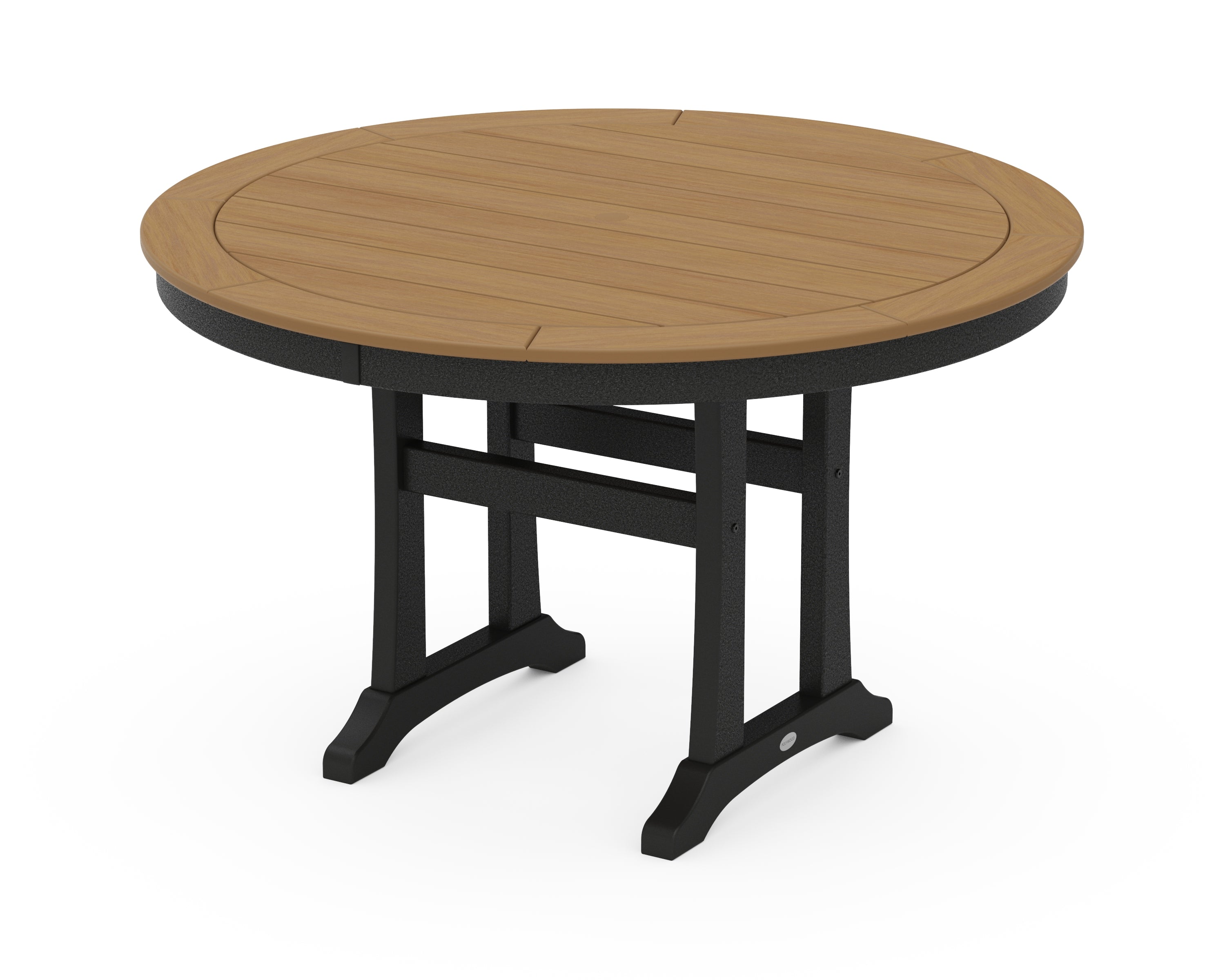 POLYWOOD® Nautical Trestle 48" Round Dining Table in Black / Natural