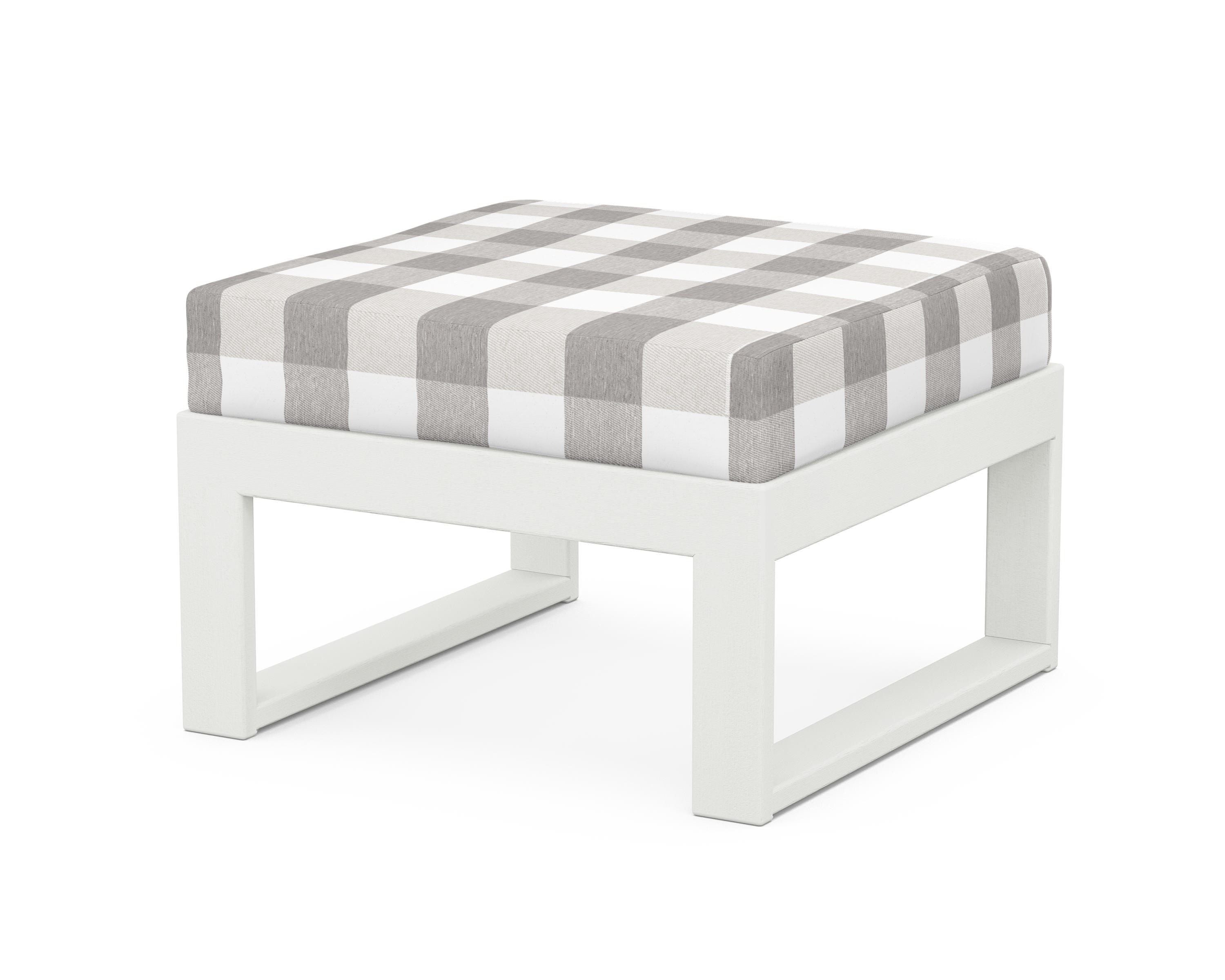 Unbranded Modular Ottoman - Modern in Vintage White / Buffalo Plaid Grey Mist