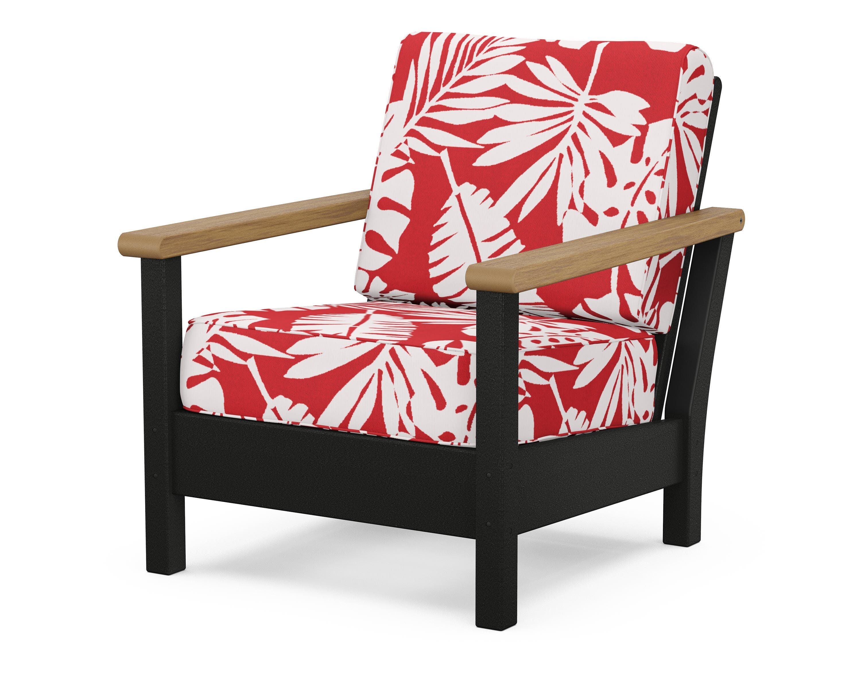 POLYWOOD® Harbour Deep Seating Chair in Black / Natural / Leaf Crimson