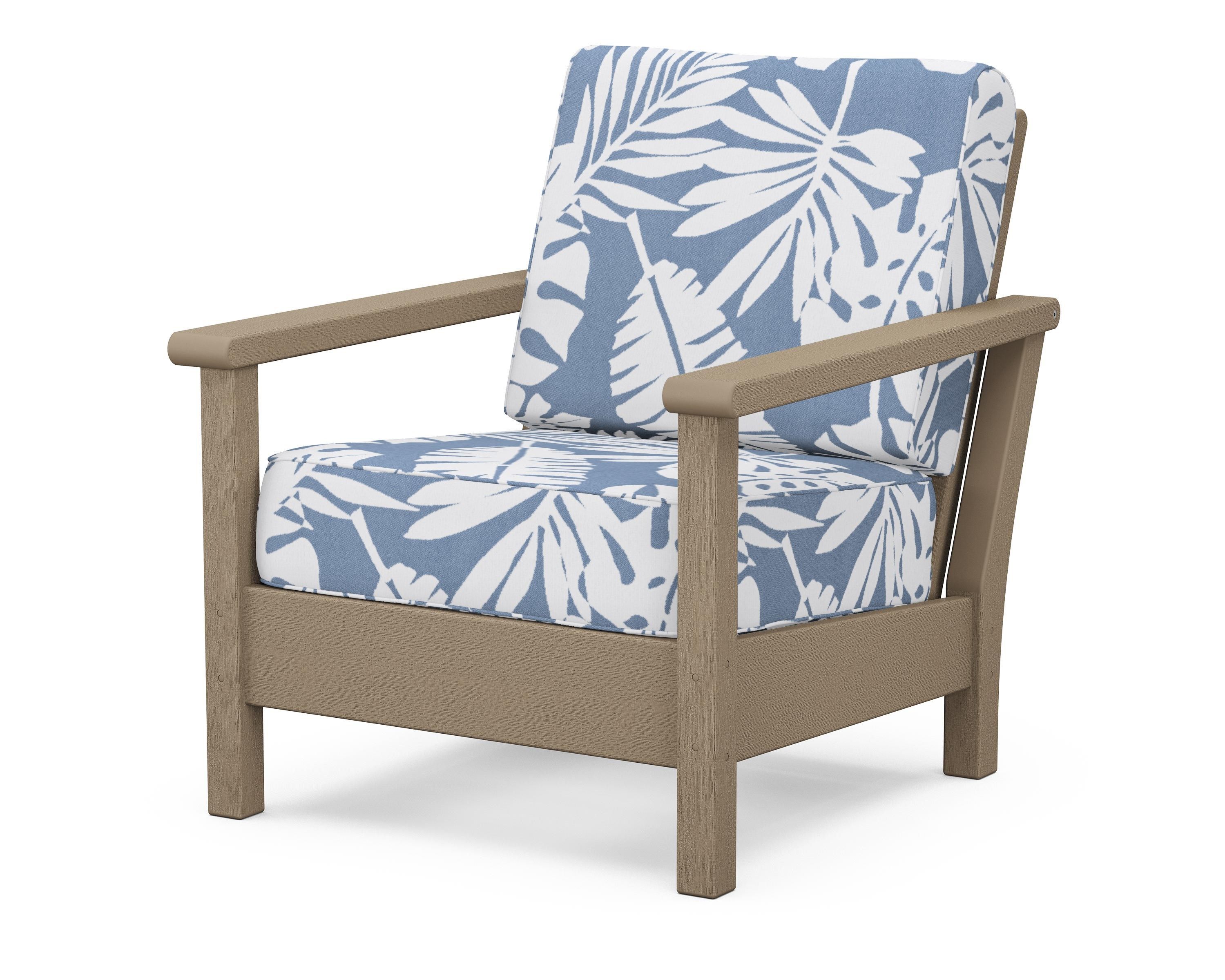 POLYWOOD® Harbour Deep Seating Chair in Vintage Sahara / Leaf Sky Blue