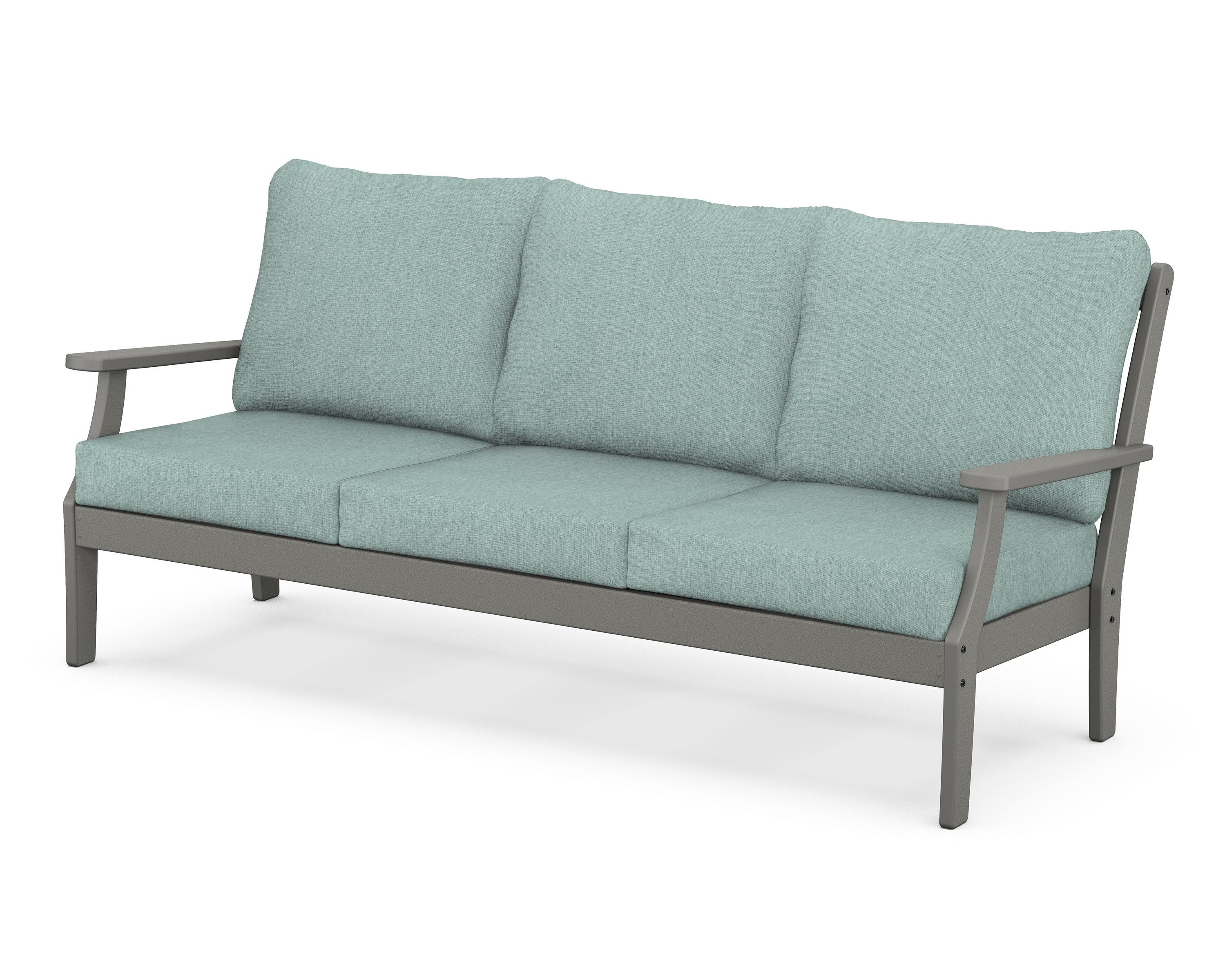 POLYWOOD® Braxton Deep Seating Sofa in Slate Grey / Glacier Spa