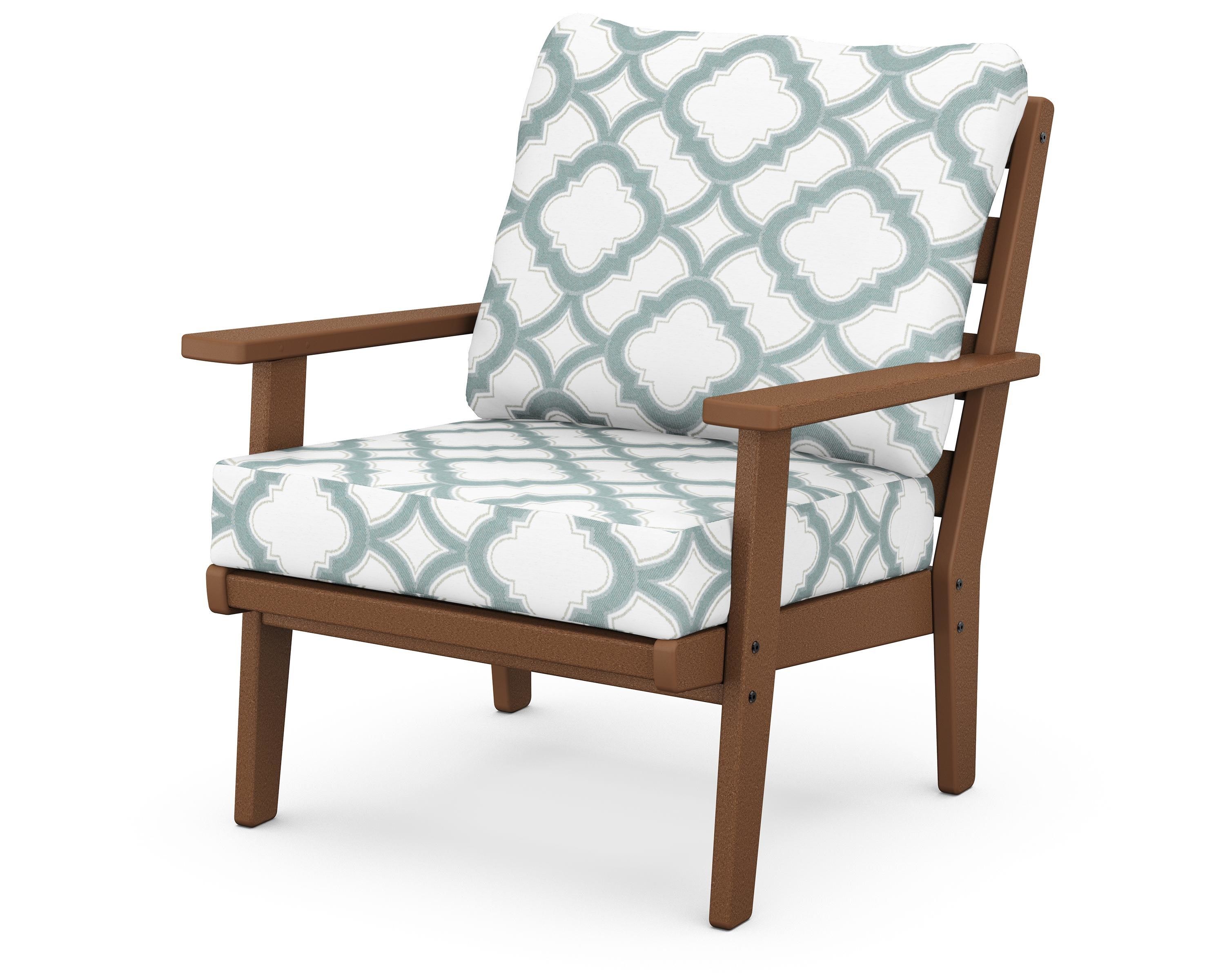 POLYWOOD® Grant Park Deep Seating Chair in Teak / Trellis Glacier Spa