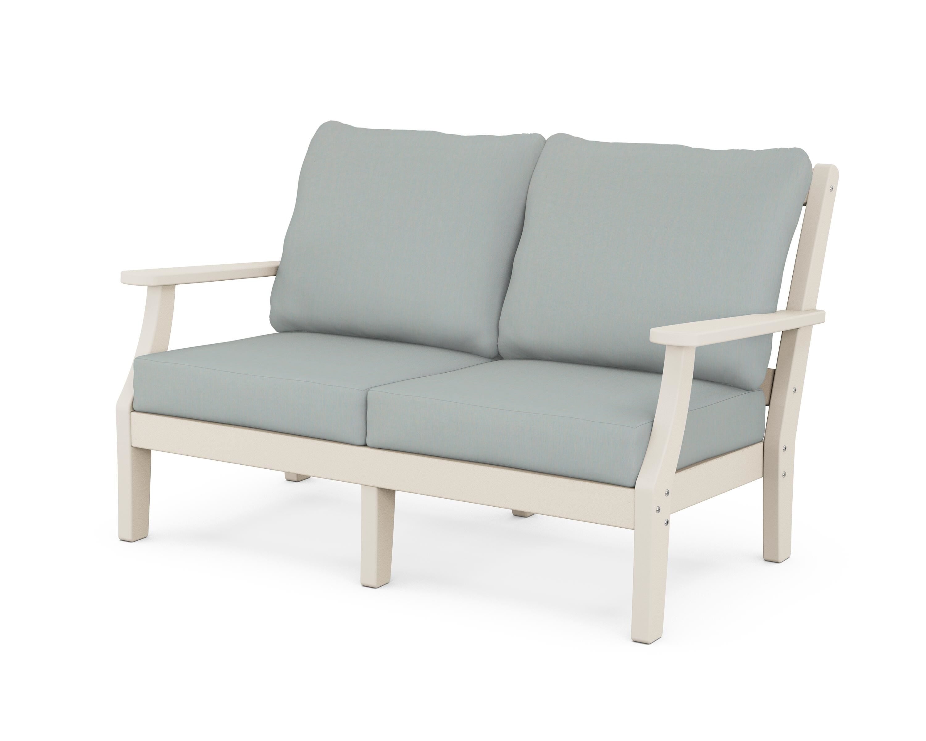 Martha Stewart by POLYWOOD® Chinoiserie Deep Seating Loveseat in Sand / Spa