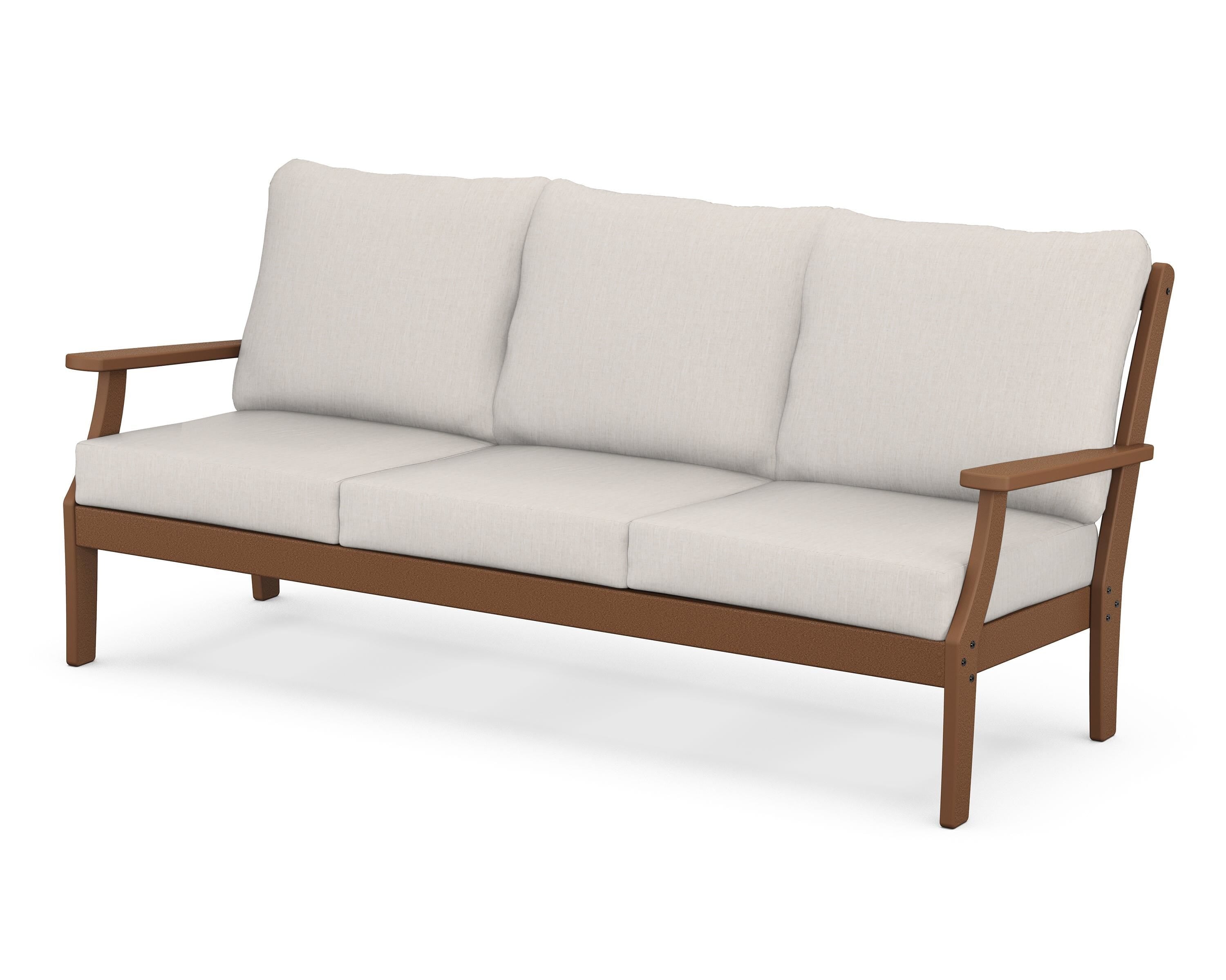 POLYWOOD® Braxton Deep Seating Sofa in Teak / Cast Ash