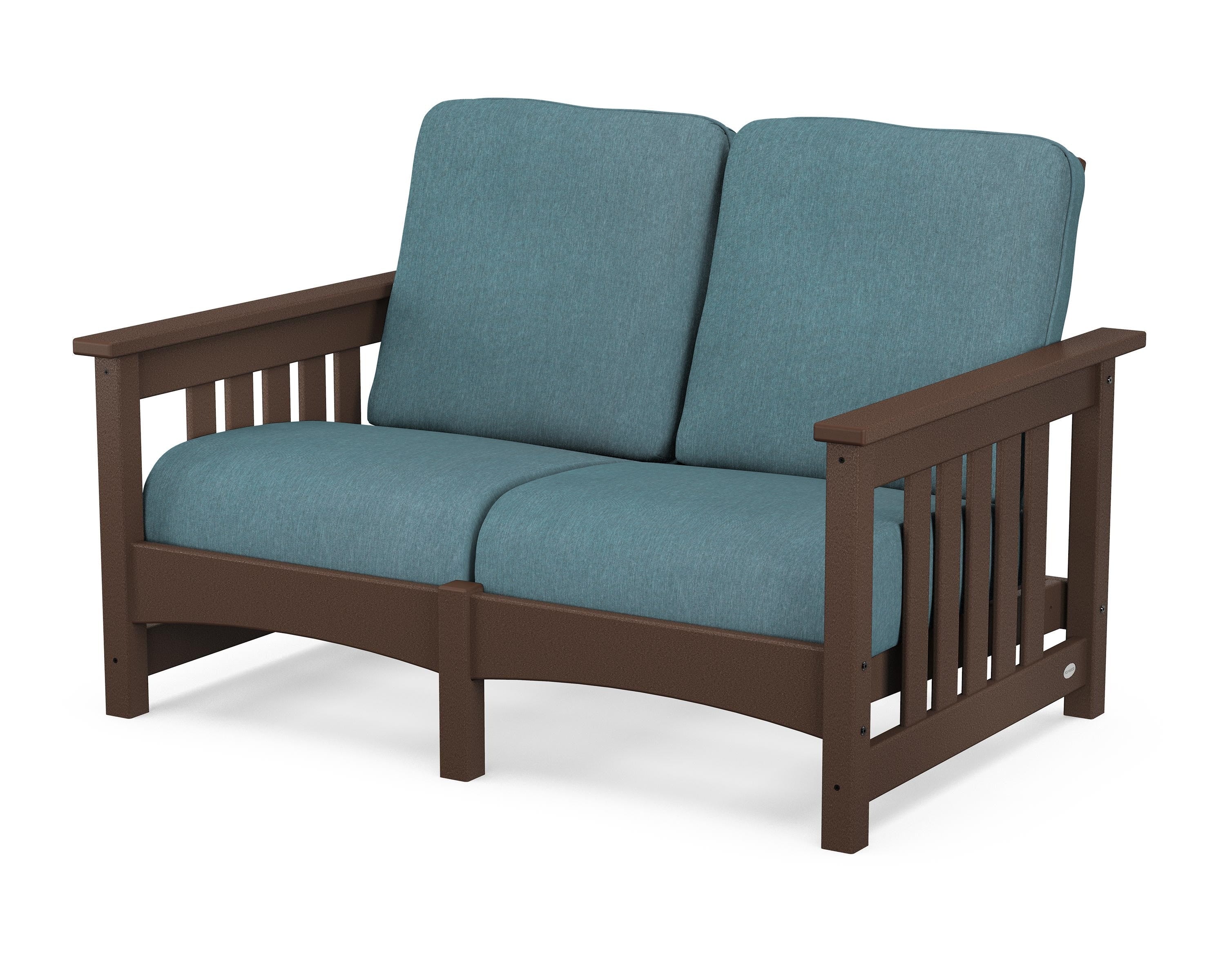 POLYWOOD® Club Mission Loveseat in Mahogany / Ocean Teal