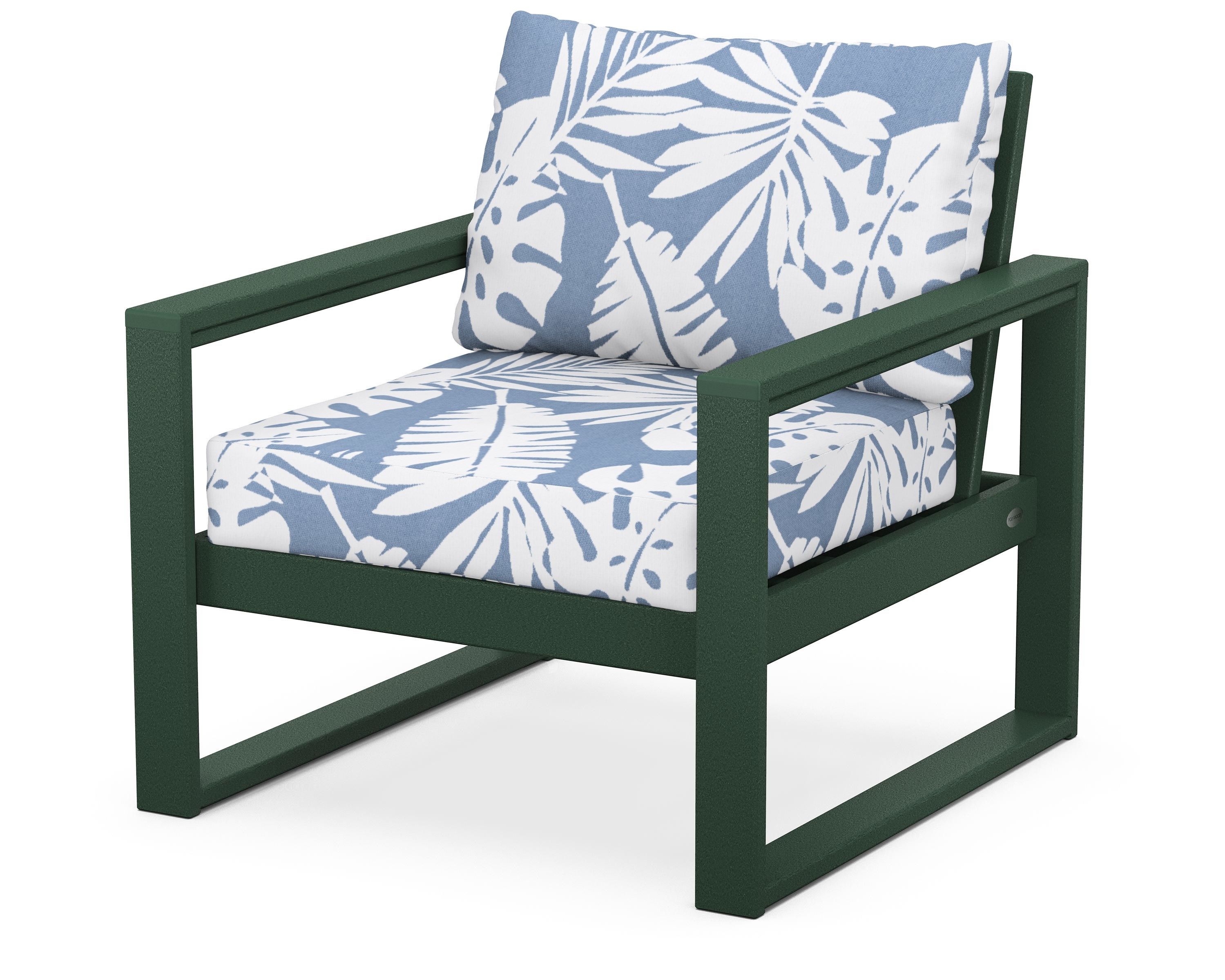 POLYWOOD® EDGE Club Chair in Green / Leaf Sky Blue