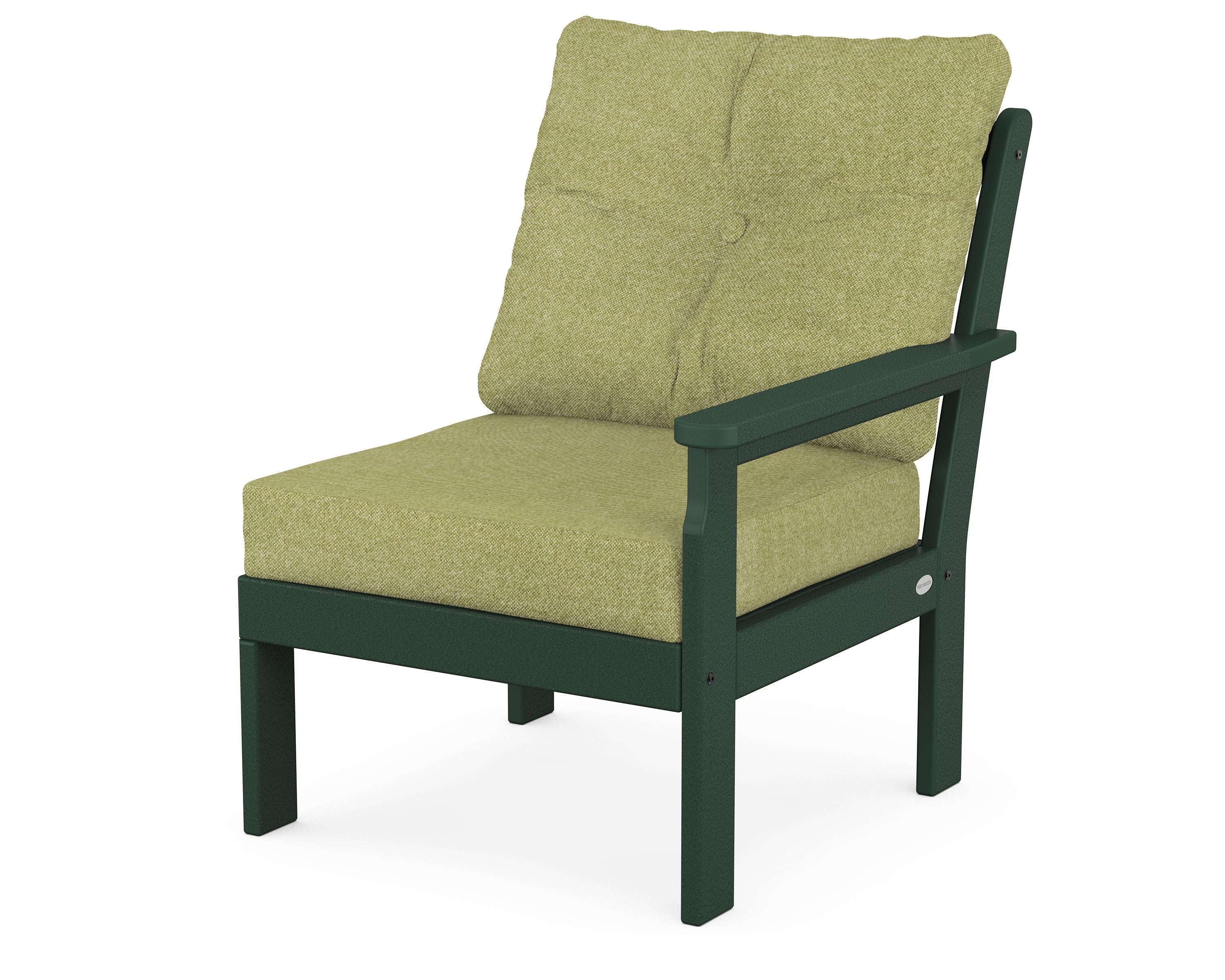 POLYWOOD® Vineyard Modular Right Arm Chair in Green / Chartreuse Boucle