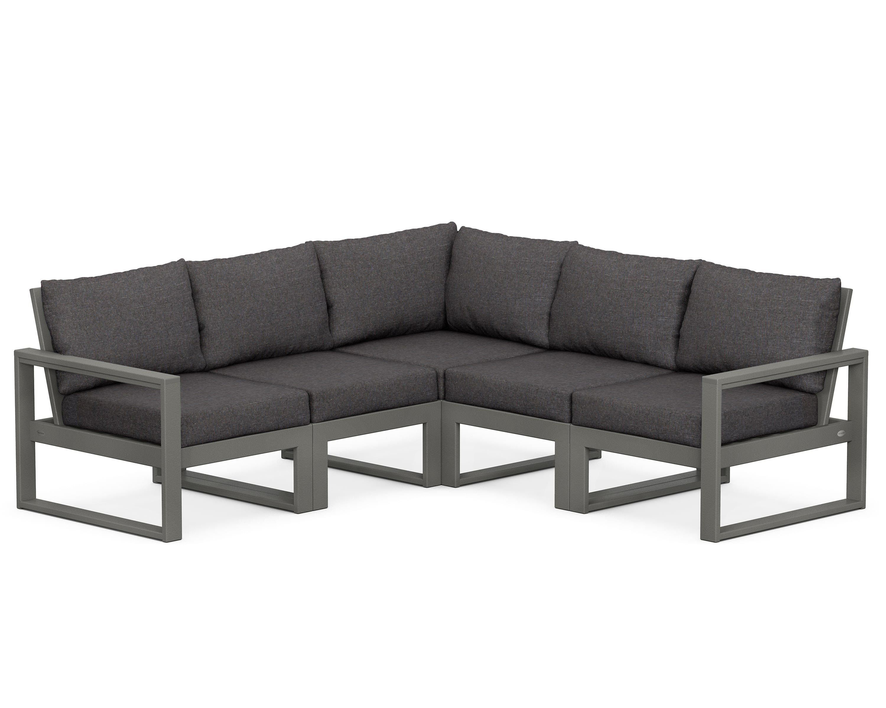 POLYWOOD® EDGE 5-Piece Modular Deep Seating Set in Slate Grey / Ash Charcoal